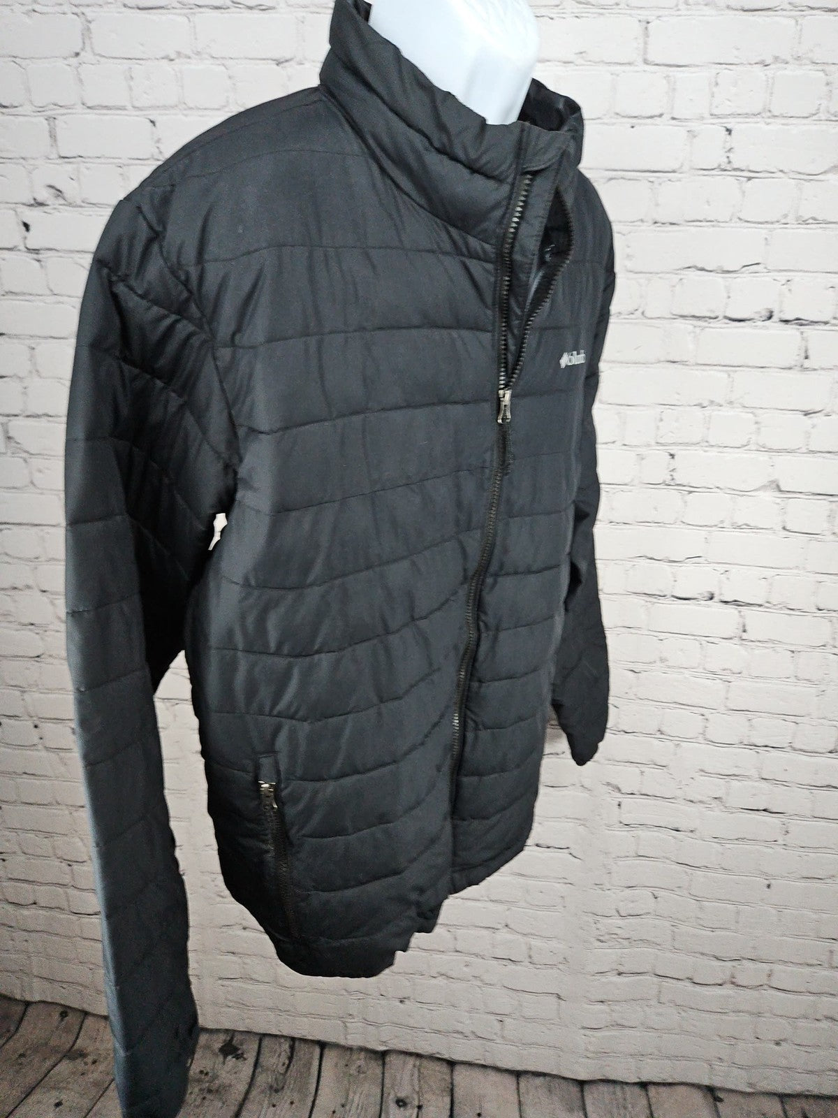 Columbia Omni-Heat Black Quilted Puffer Full Zip Jacket Men's XL