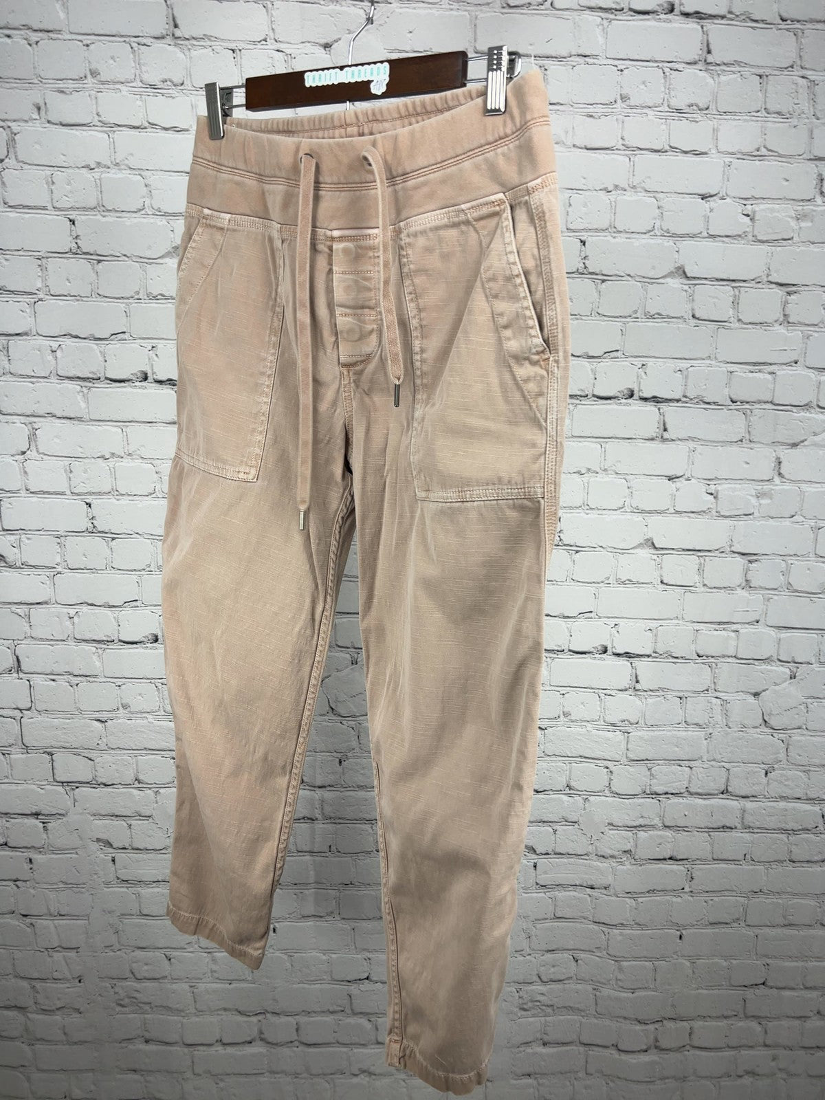 James Perse Blush Cotton Utility Drawstring Cropped Jogger Pants 1 (28X26)