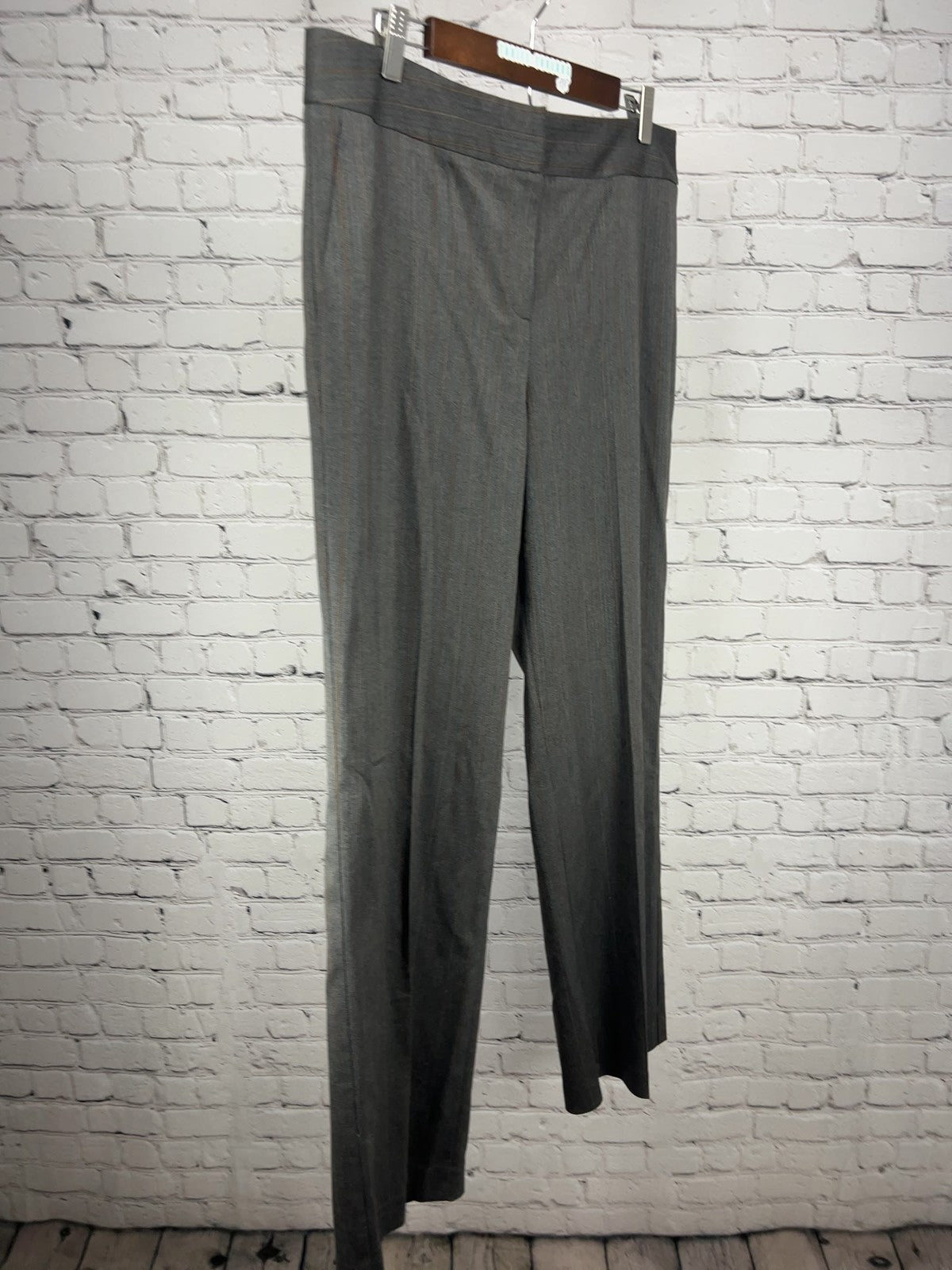 Talbots Gray Pinstripe Herringbone Stretch Trouser Pants Women's 14