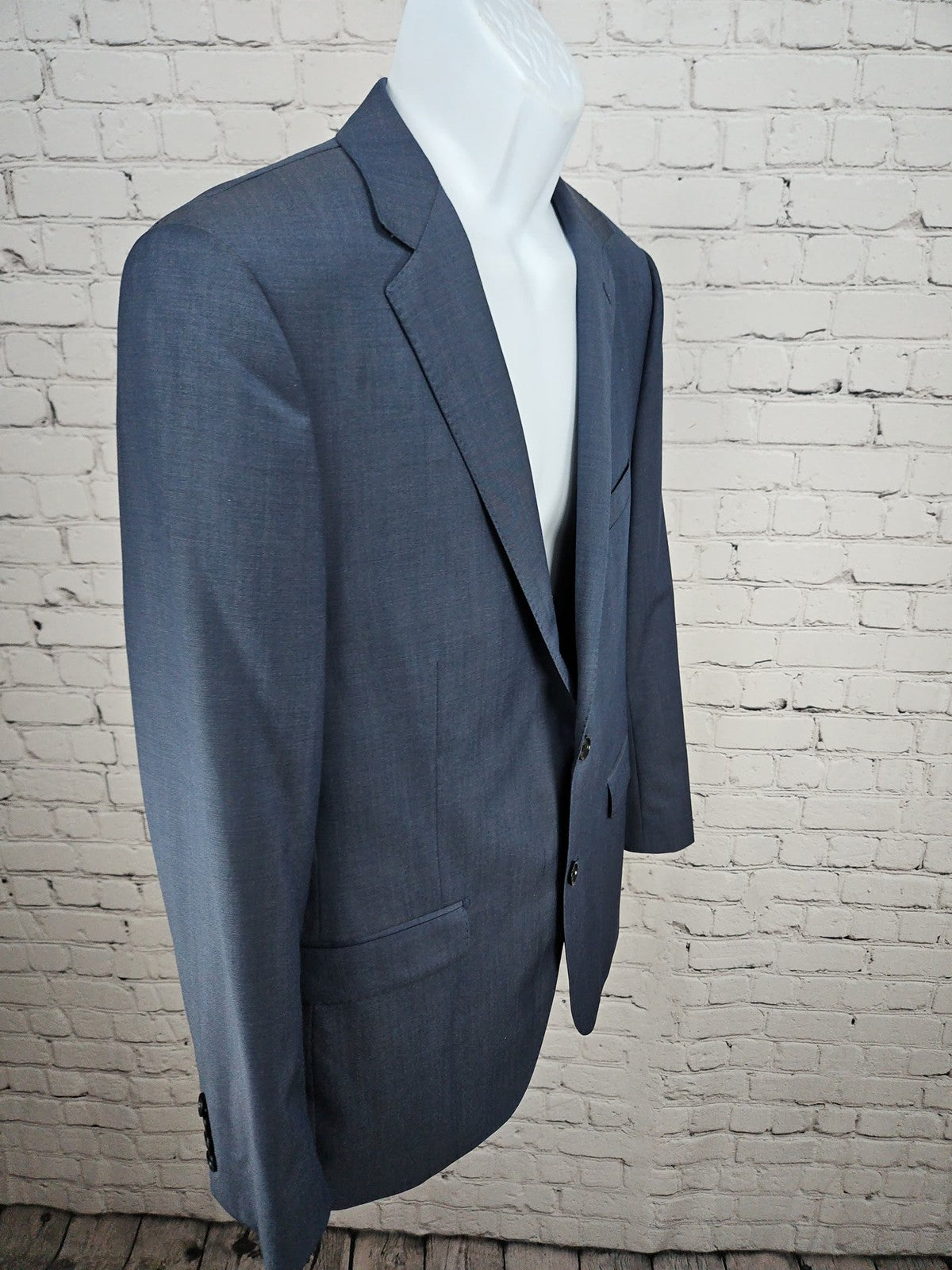 DKNY Blue 100% Wool 2 Button Single Vented Notch Blazer Sport Coat 42R
