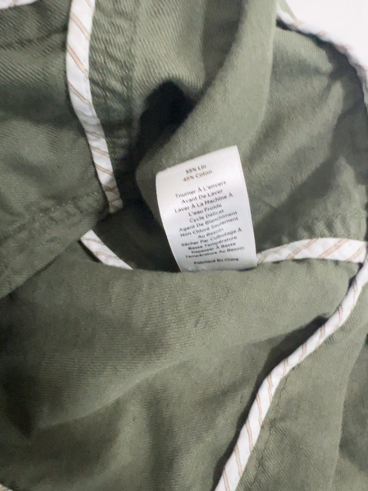 Talbots Petites Olive Green Linen Blend Stand Collar Utility Jacket SP