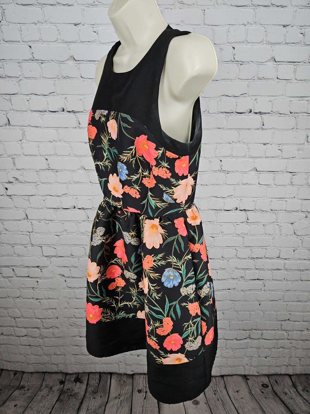 Kate Spade Black Blossom Floral Sleeveless Fit and Flare Party Dress 6