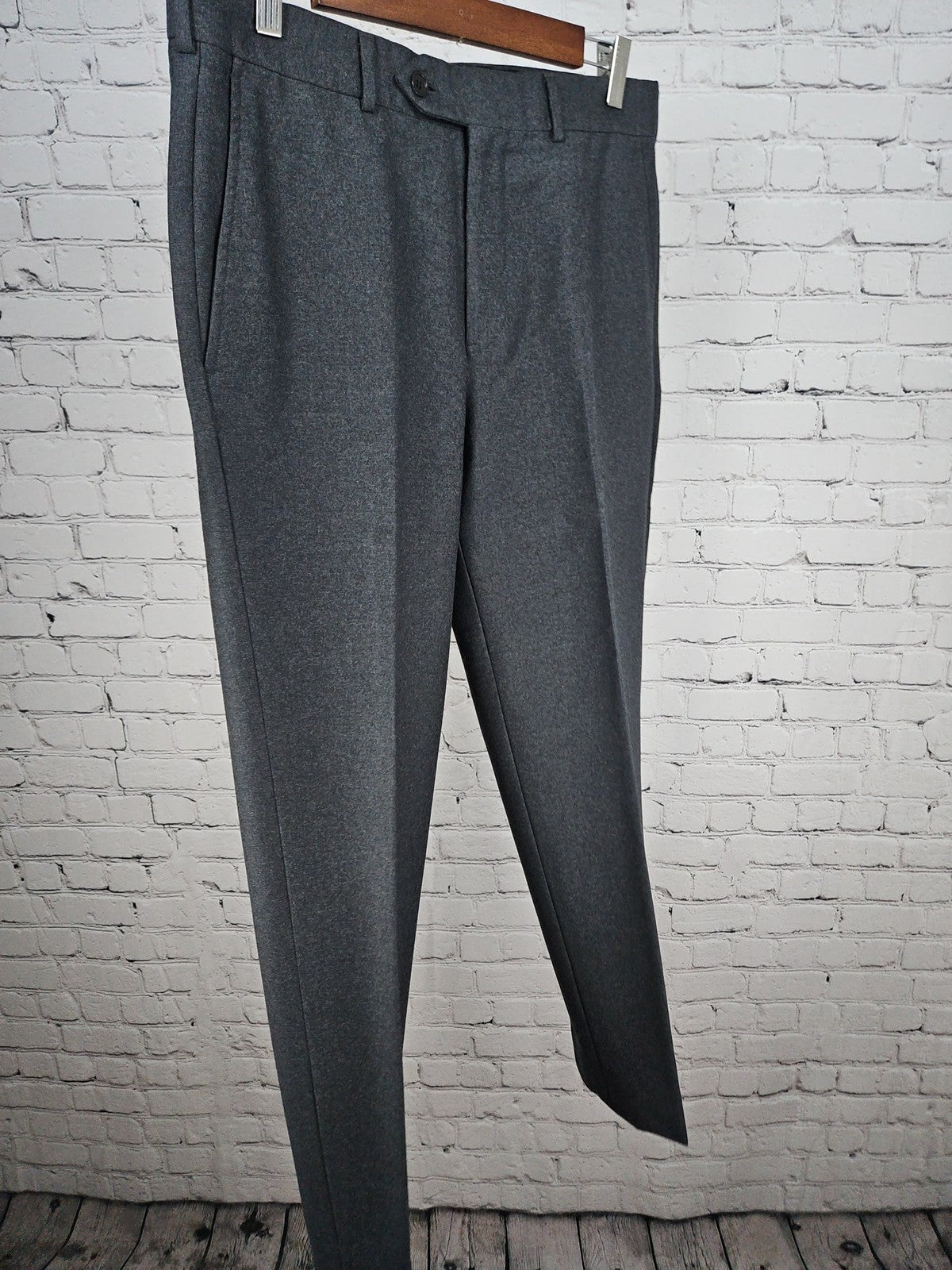 Brooks Brothers Charcoal Gray 100% Wool Flannel Men's Dress Pants 34 (32X30)
