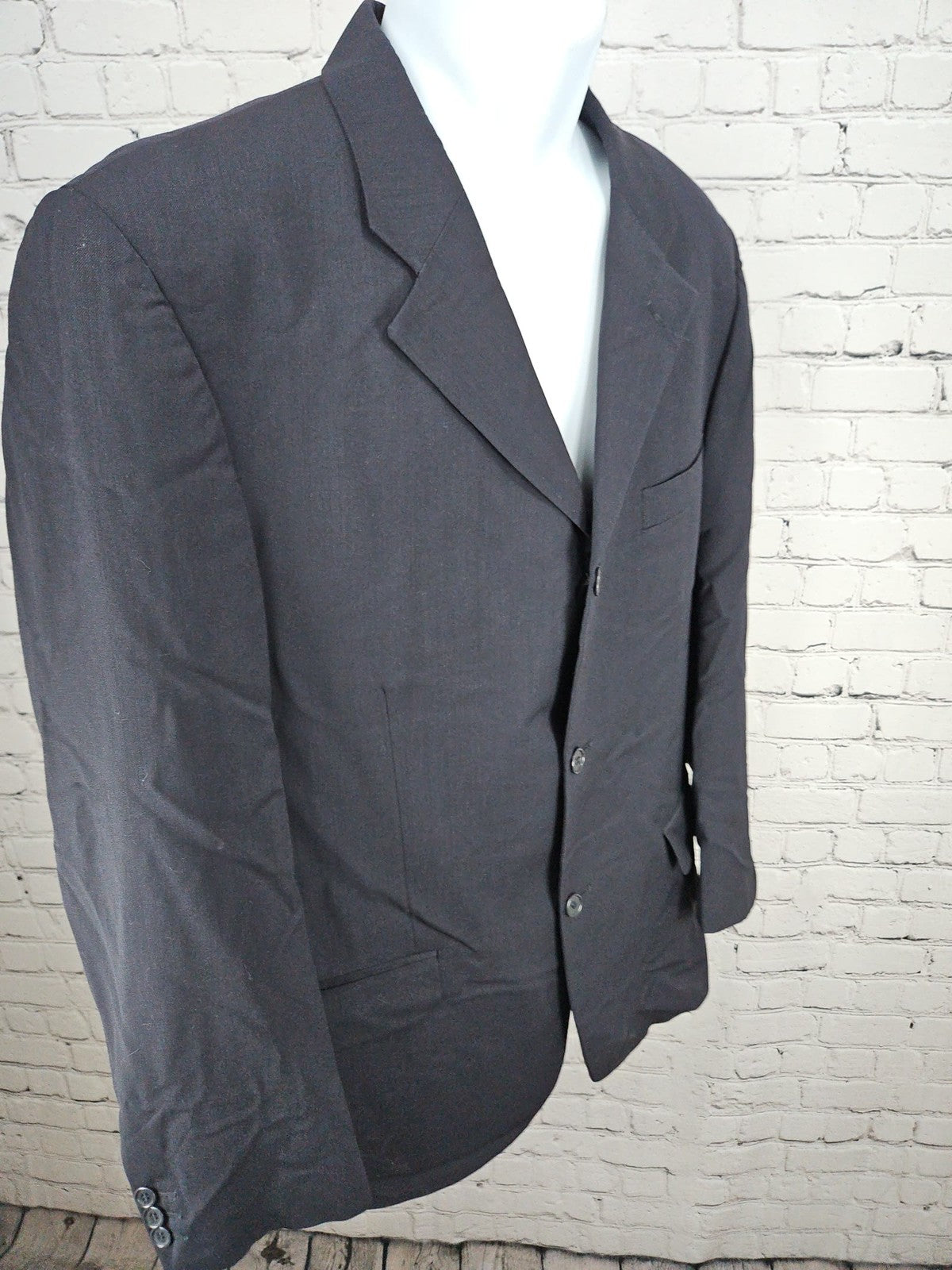 VTG Giorgio Sanetti Navy 100% Wool 3 Button Notch Blazer Sport Coat Italy 42R