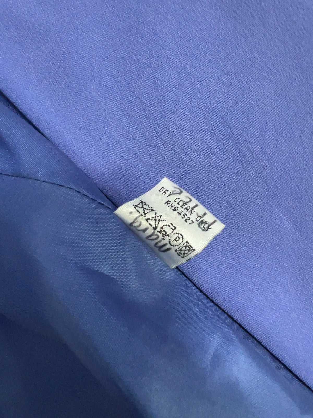 VTG Travis Ayers Periwinkle 100% Silk Shawl Collar 3 Button Lined Blazer 12