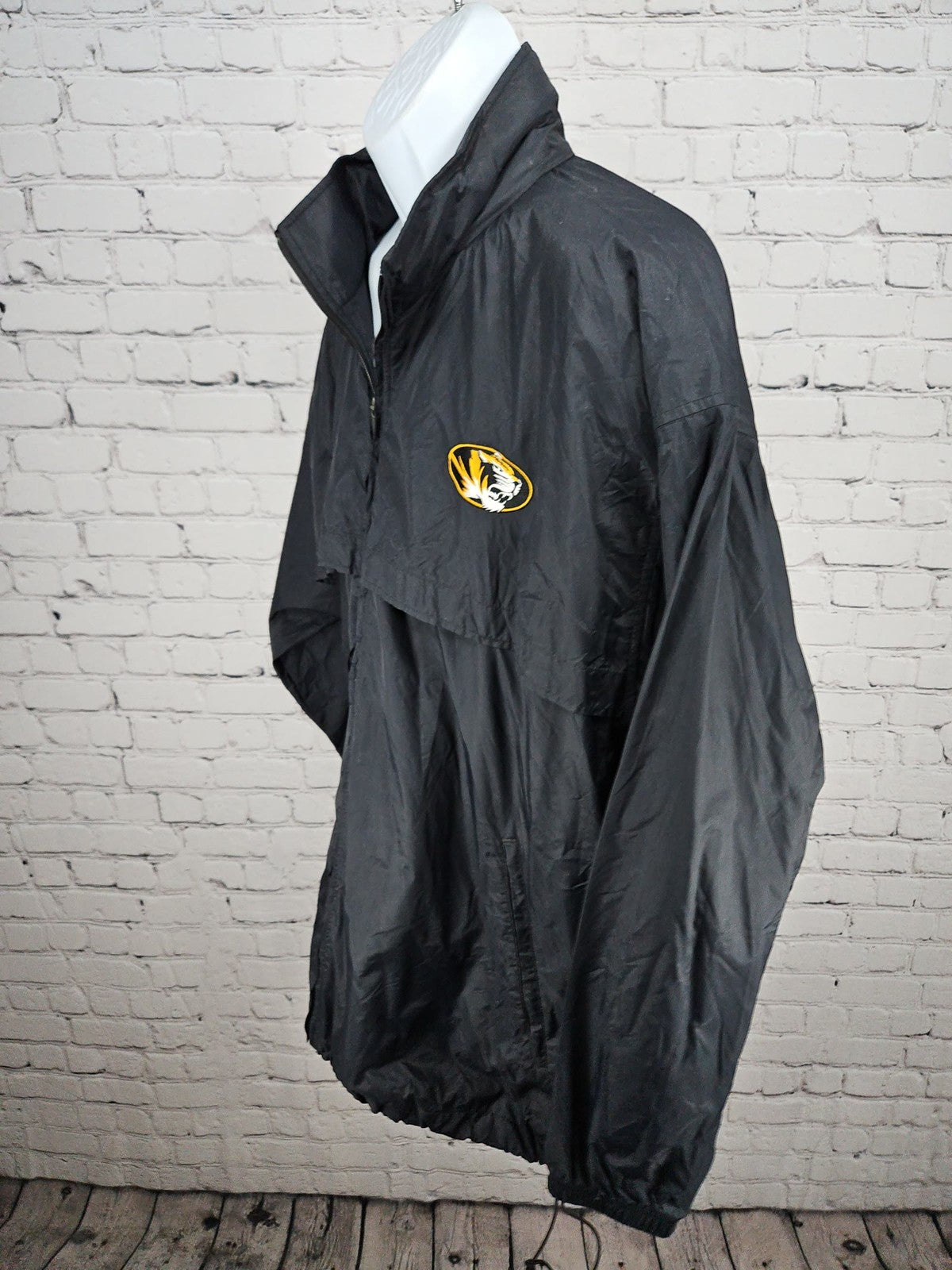 VTG Nike Team Missouri Tigers Black Full Zip Windbreaker Jacket Men's XL