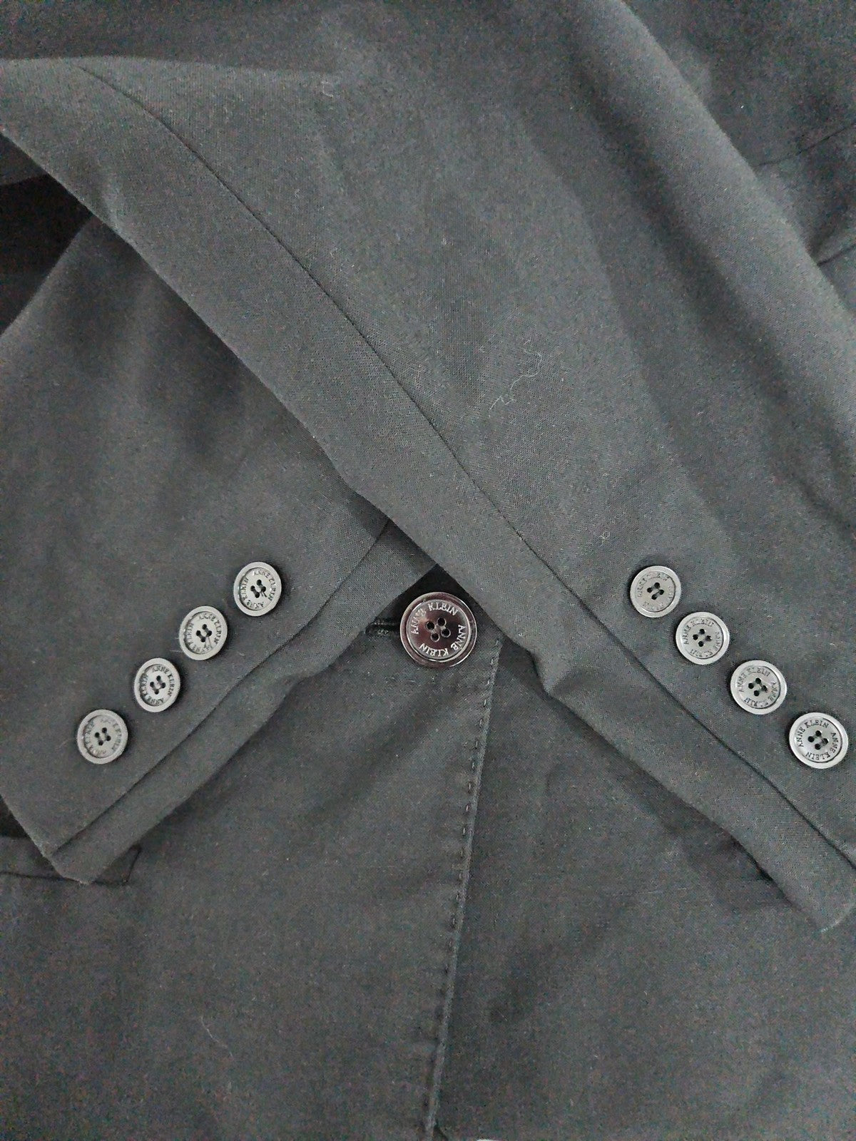 Anne Klein Black One Button Peak Lapel Lined Career Blazer Jacket 8