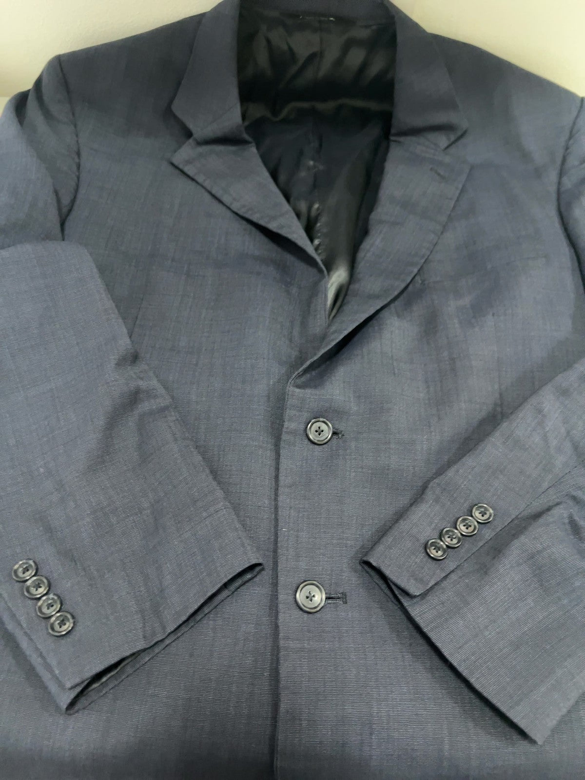 Jos A Bank Blue Check 100% Wool 2 Button Vented Notch Blazer Sport Coat 44R