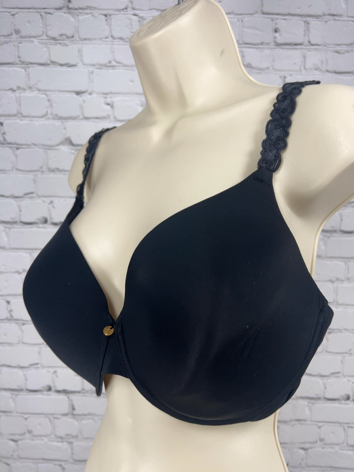 Natori Black Smooth Molded Cup Underwire Lace Strap T-Shirt Bra 38DDD