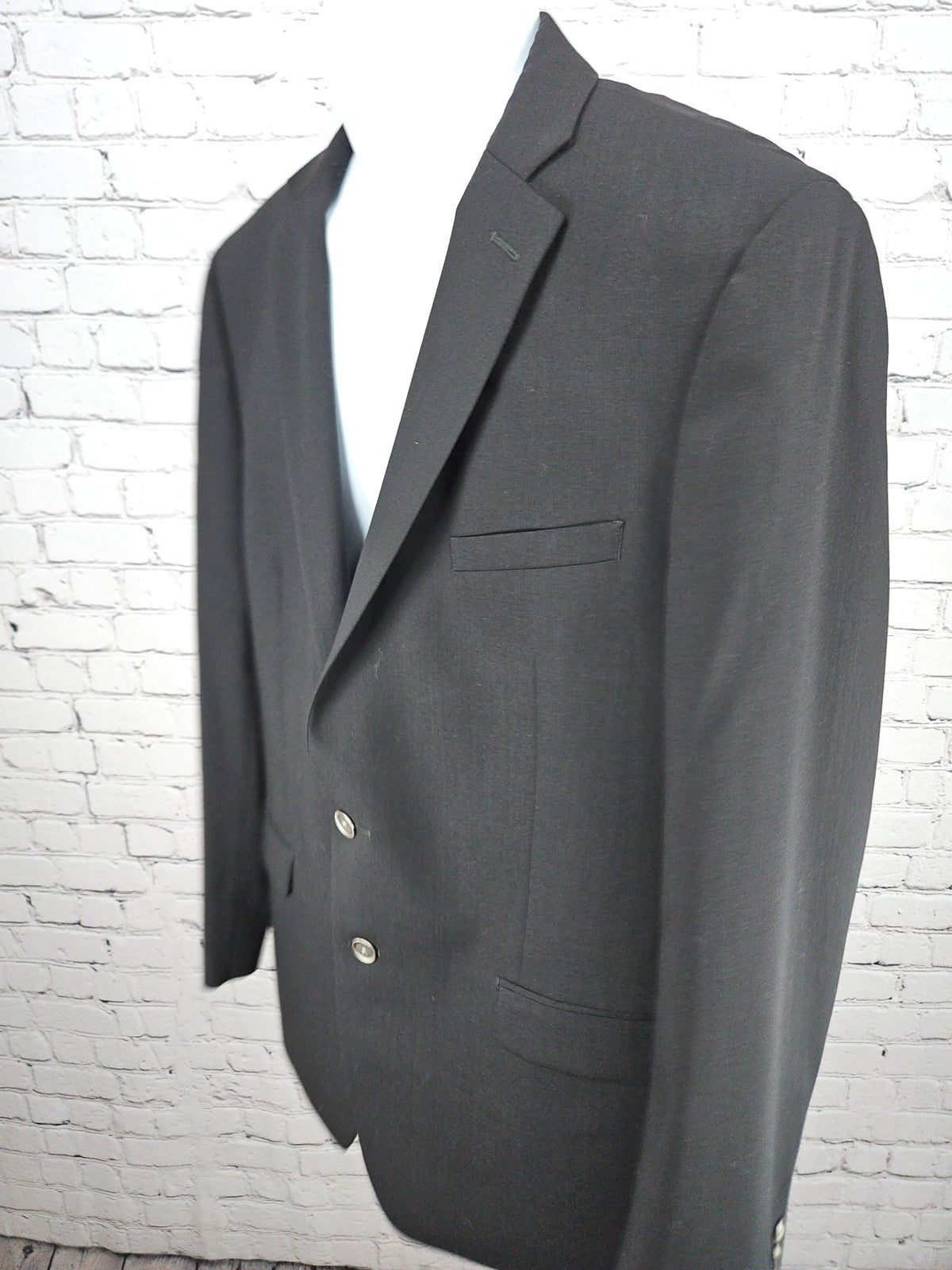 Calvin Klein Black Wool Extreme Slim Fit 2 Button Notch Blazer Sport Coat 44R