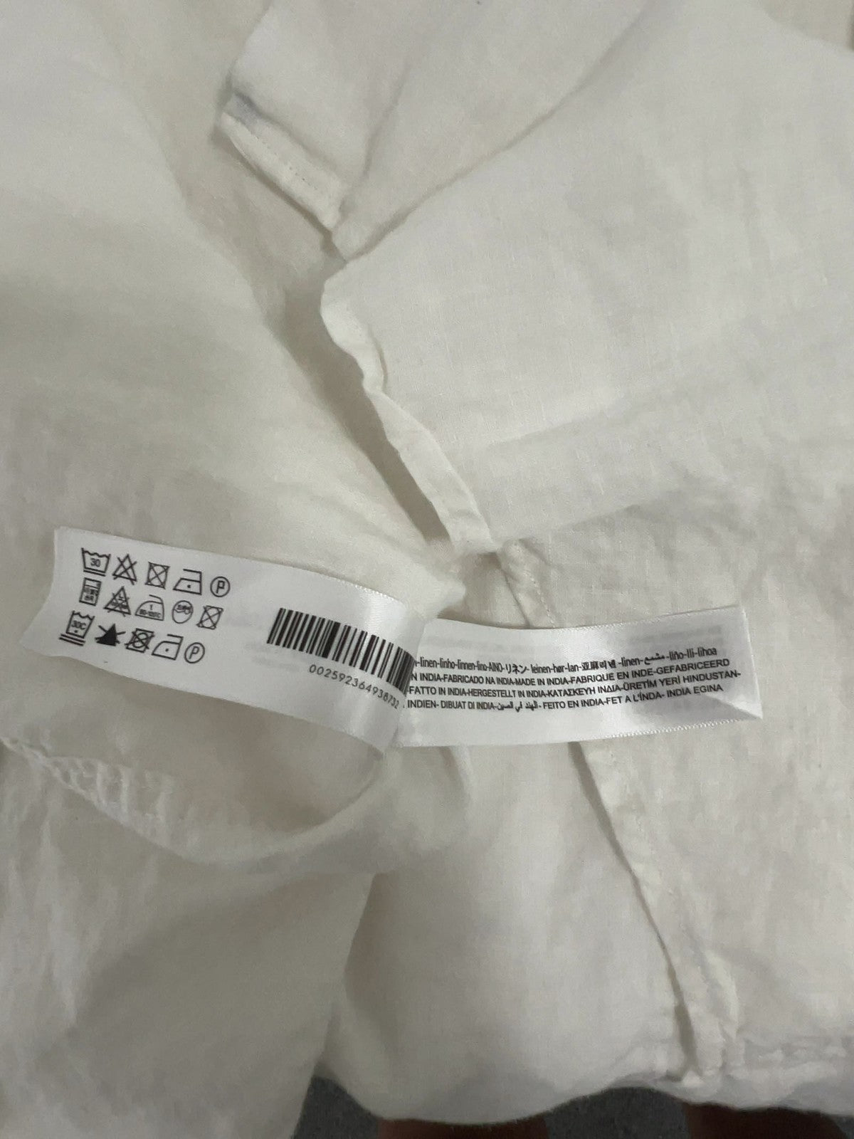 Porter & Ash White 100% Linen Long Sleeve Button Up Shirt Men's L