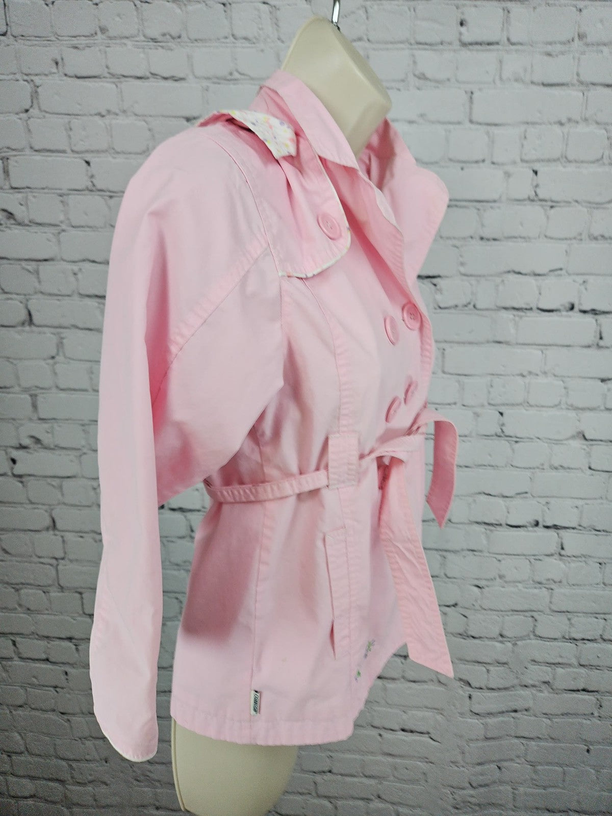 OshKosh Pink Double Breasted Belted Hooded Trench Coat Jacket Girls 6X