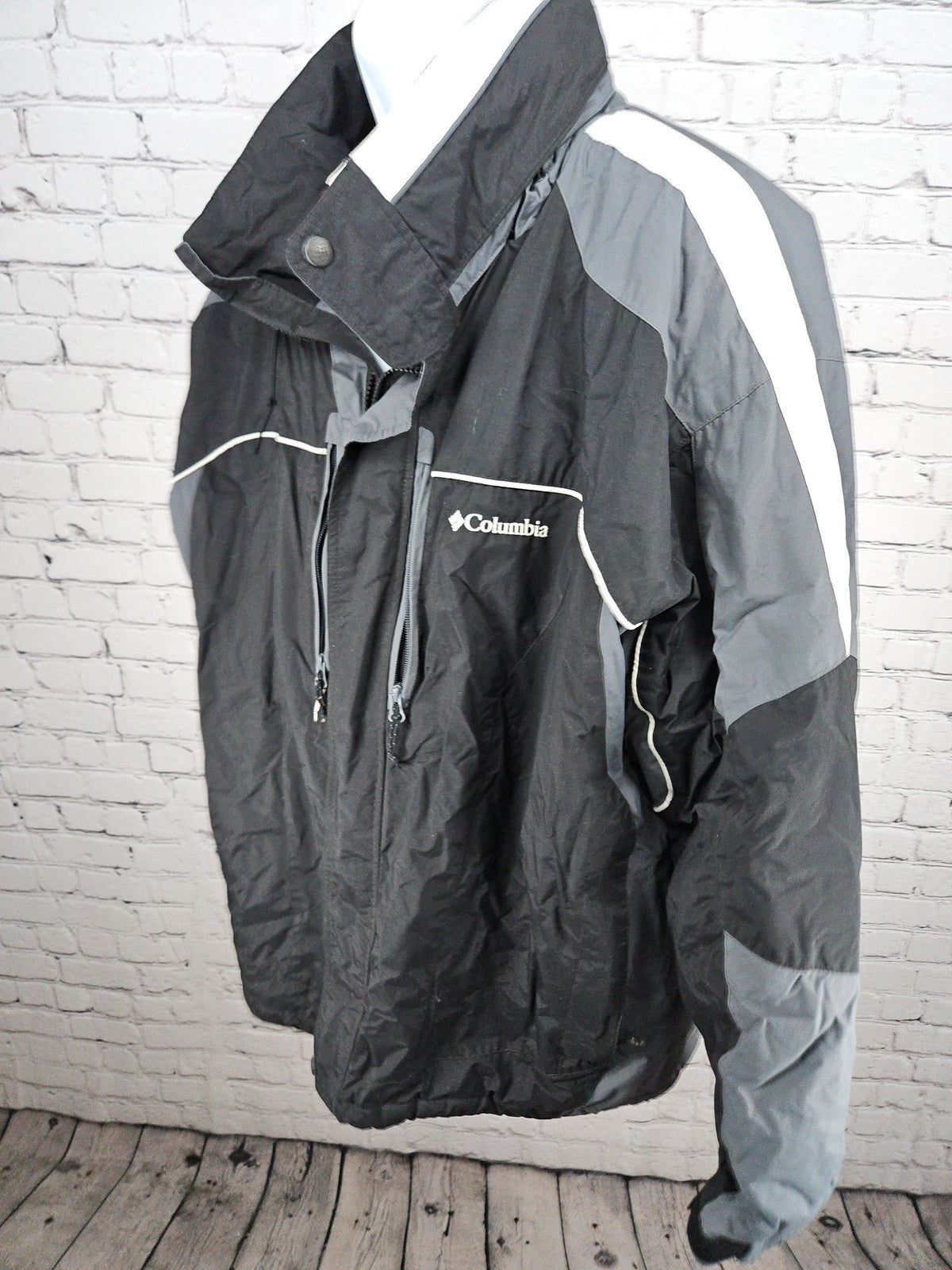 Columbia Black Gray Colorblock Insulated Full Zip Winter Jacket Men's XXL