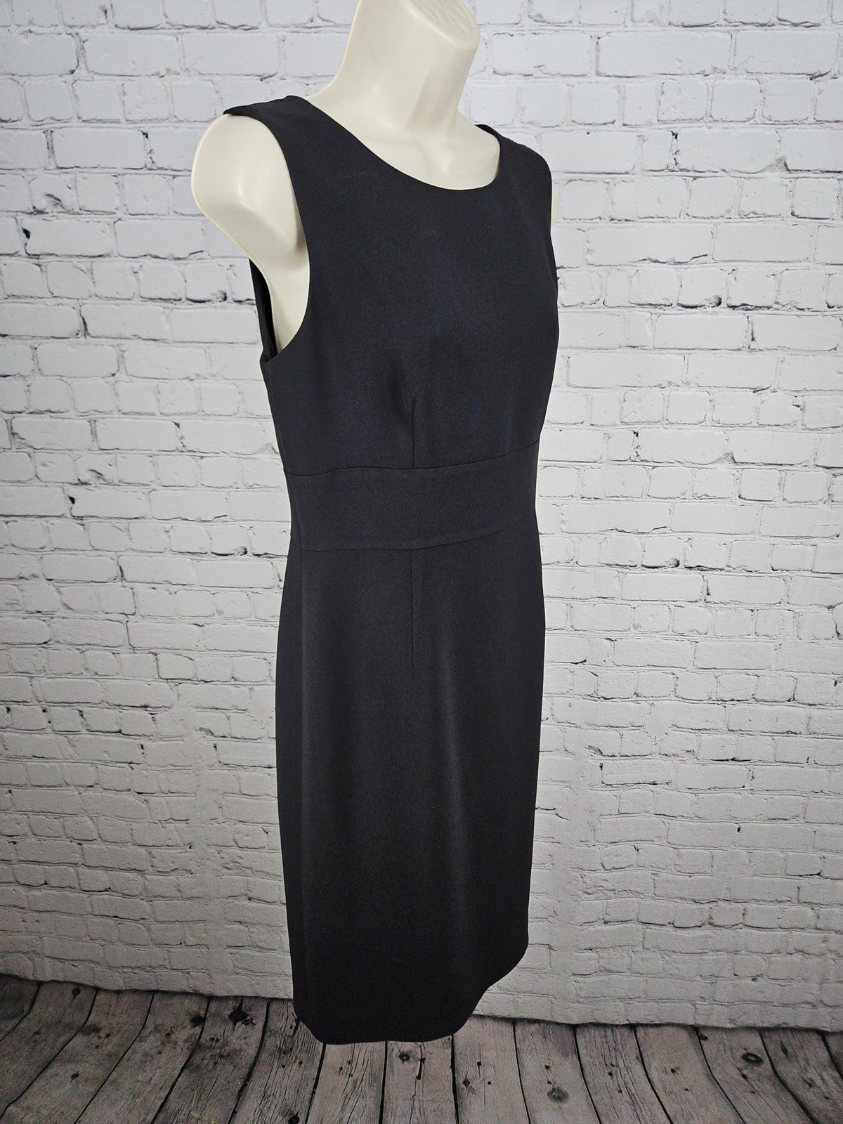 Ann Taylor LOFT Black Sleeveless Banded Waist Lined Sheath Dress 4