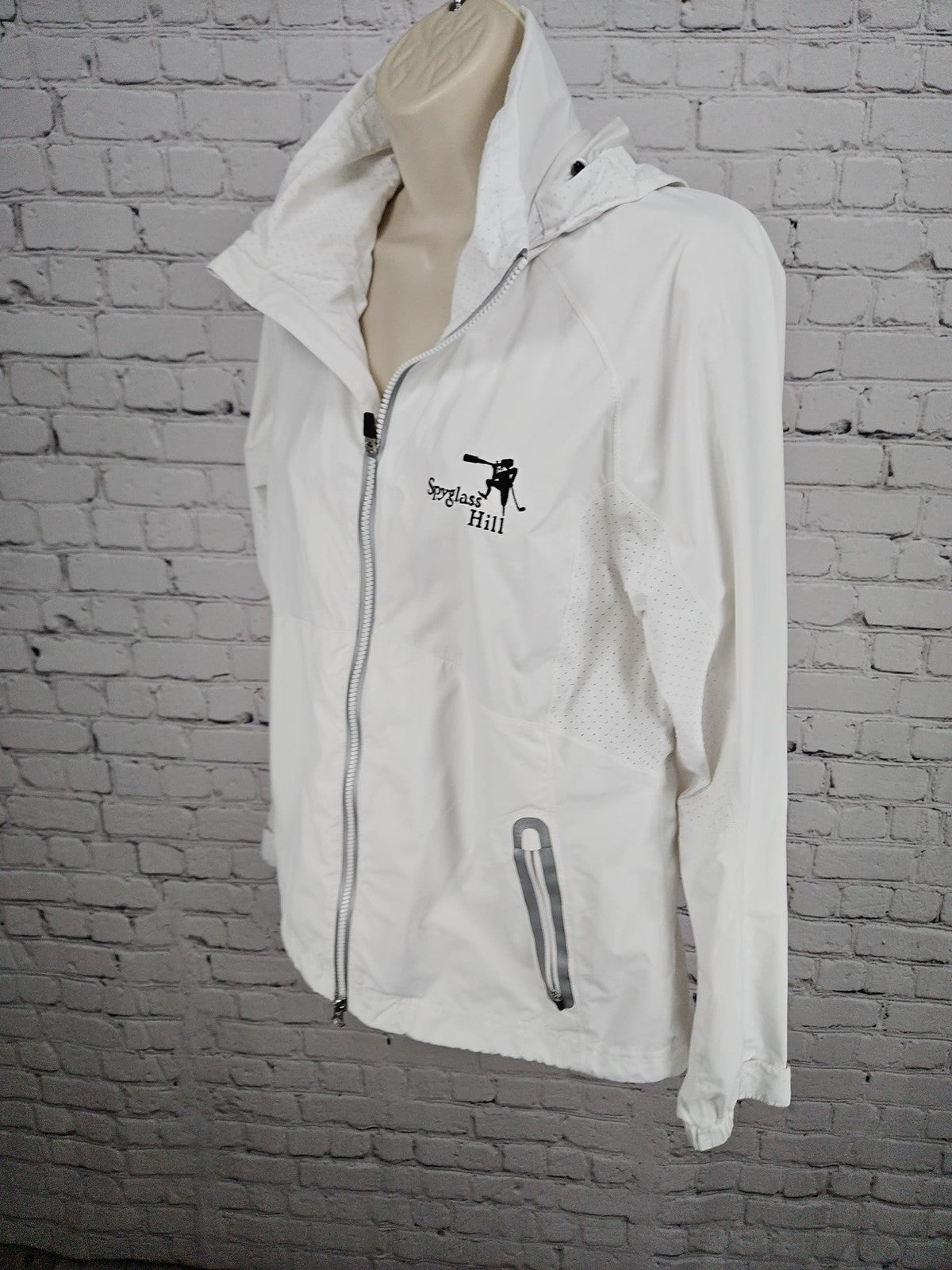 Zero Restriction Tour Series White Hooded Golf Jacket Spyglass Hill Women's L