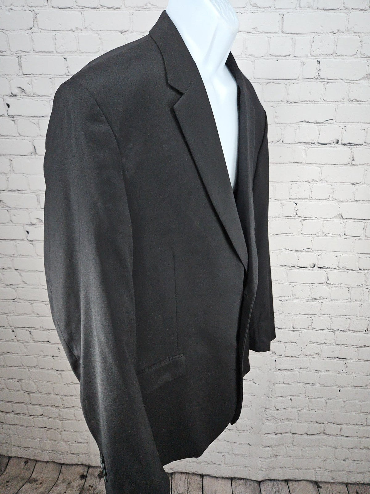 Awearness Kenneth Cole Black Wool Blend Slim 2 Button Blazer Sport Coat 48L