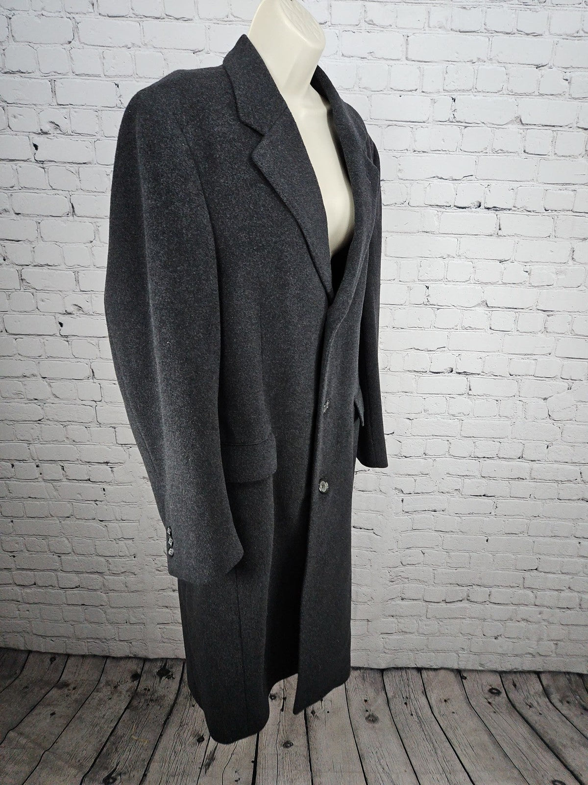 VTG Sullivan Bros Charcoal Gray Cashmere Blend Long Overcoat Top Coat Men's M