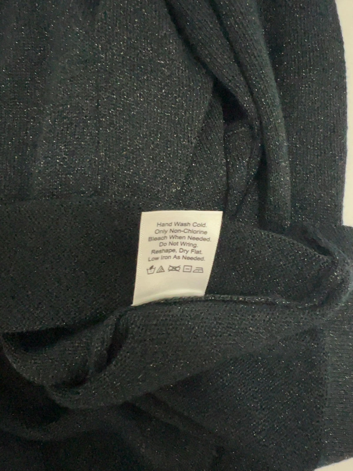 Coldwater Creek Black Metallic Cowl Neck Knit Semi Sheer Long Sleeve Sweater XL