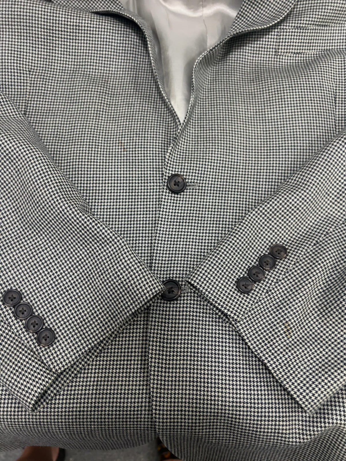 Lauren Ralph Lauren Black Houndstooth Silk Wool 2 Button Blazer Sport Coat 48R