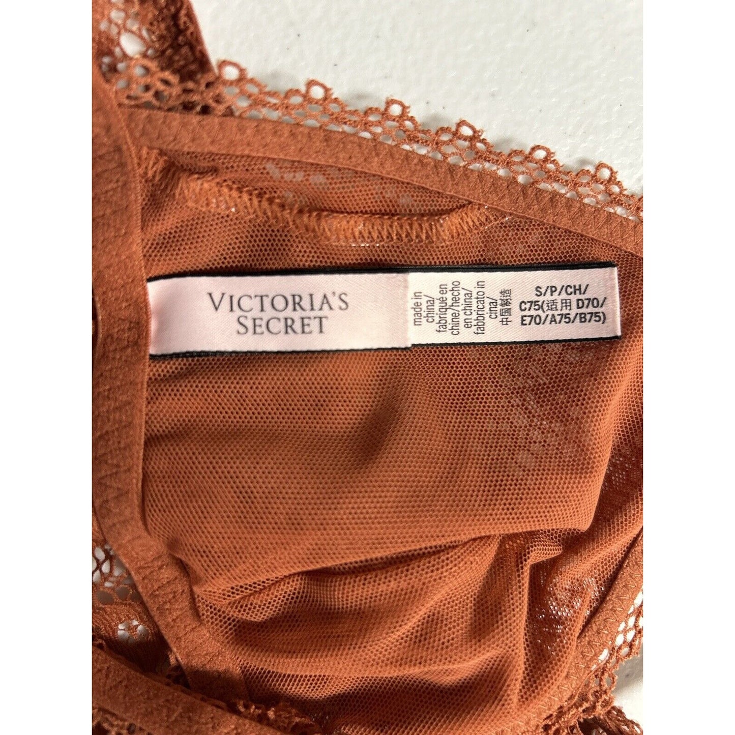 Victoria’s Secret Burnt Orange Floral Lace Pullover Racer Back Bralette Small S