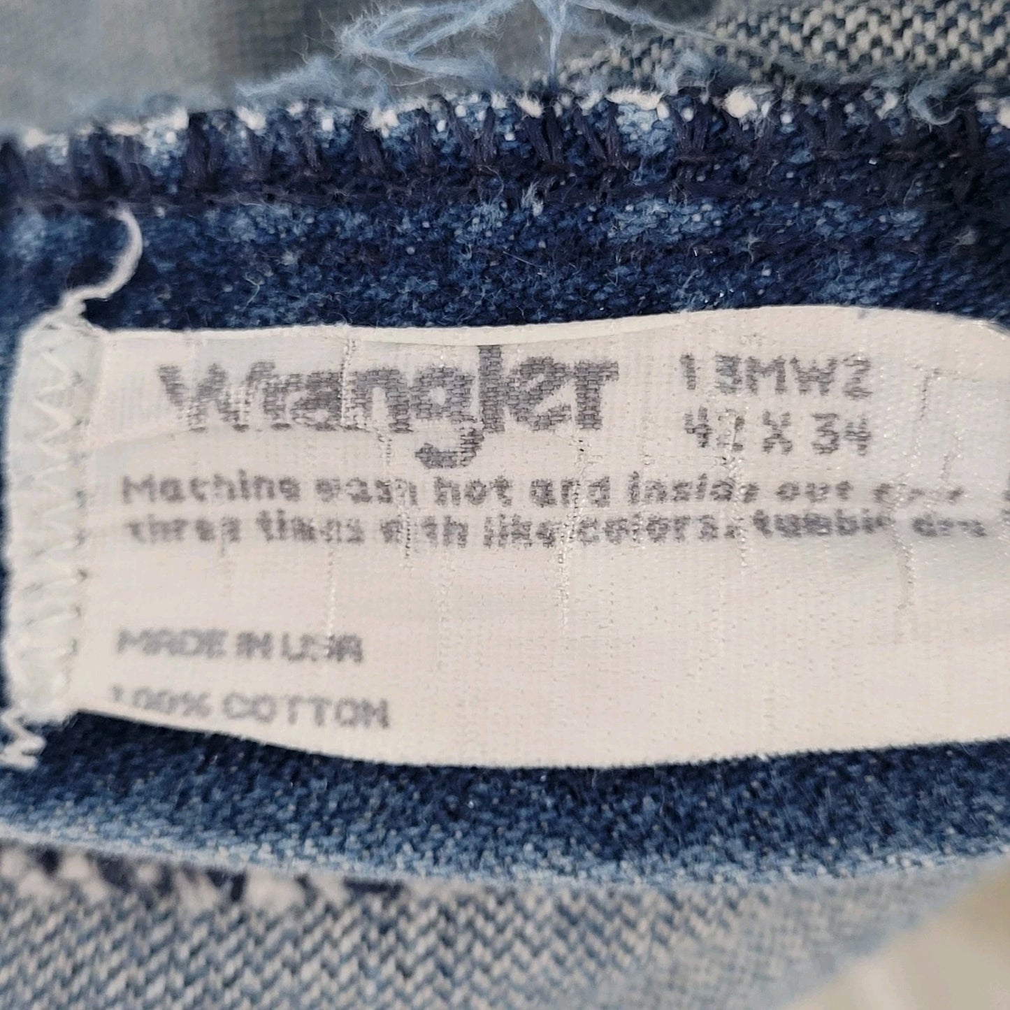 VTG Wrangler Blue Heavy Denim 100% Cotton Jeans USA Made Size 42x34 (41x33)