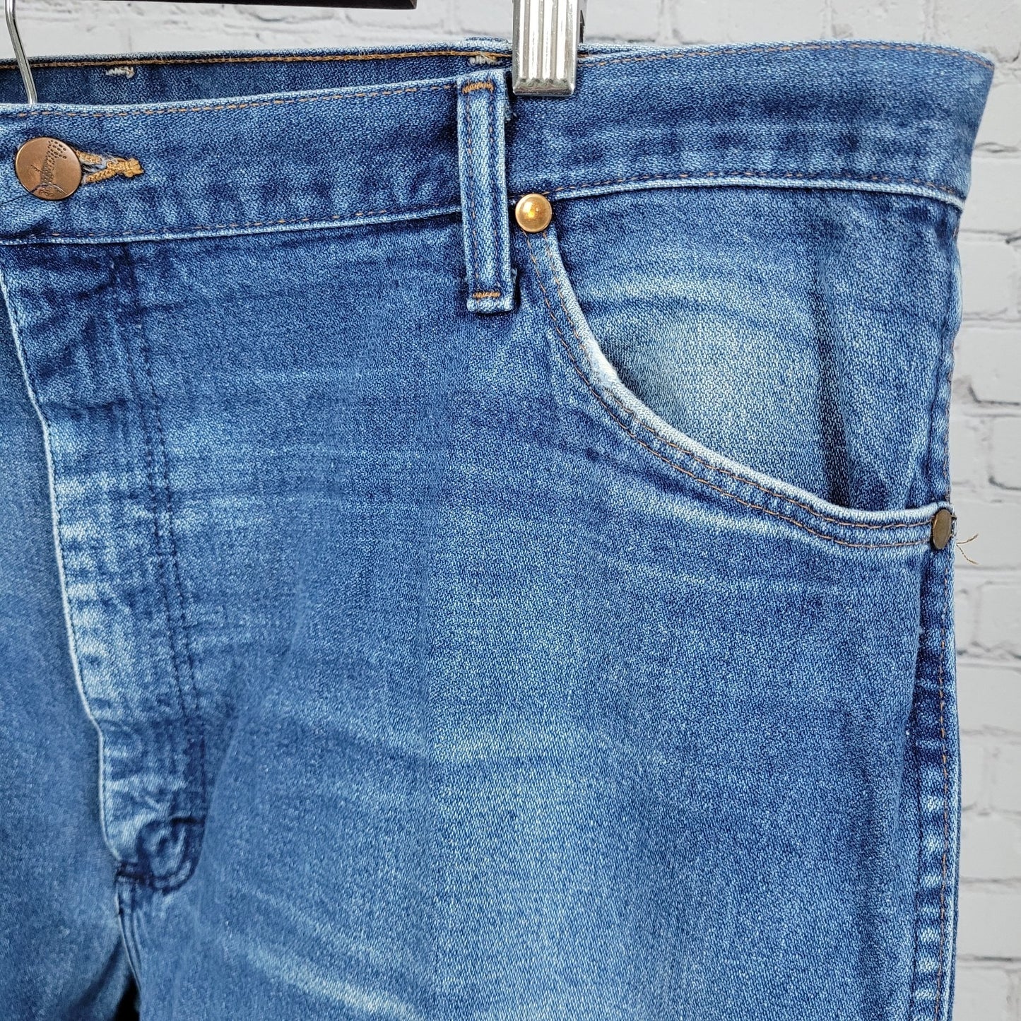 VTG Wrangler Blue Heavy Denim 100% Cotton Jeans USA Made Size 42x34 (41x33)