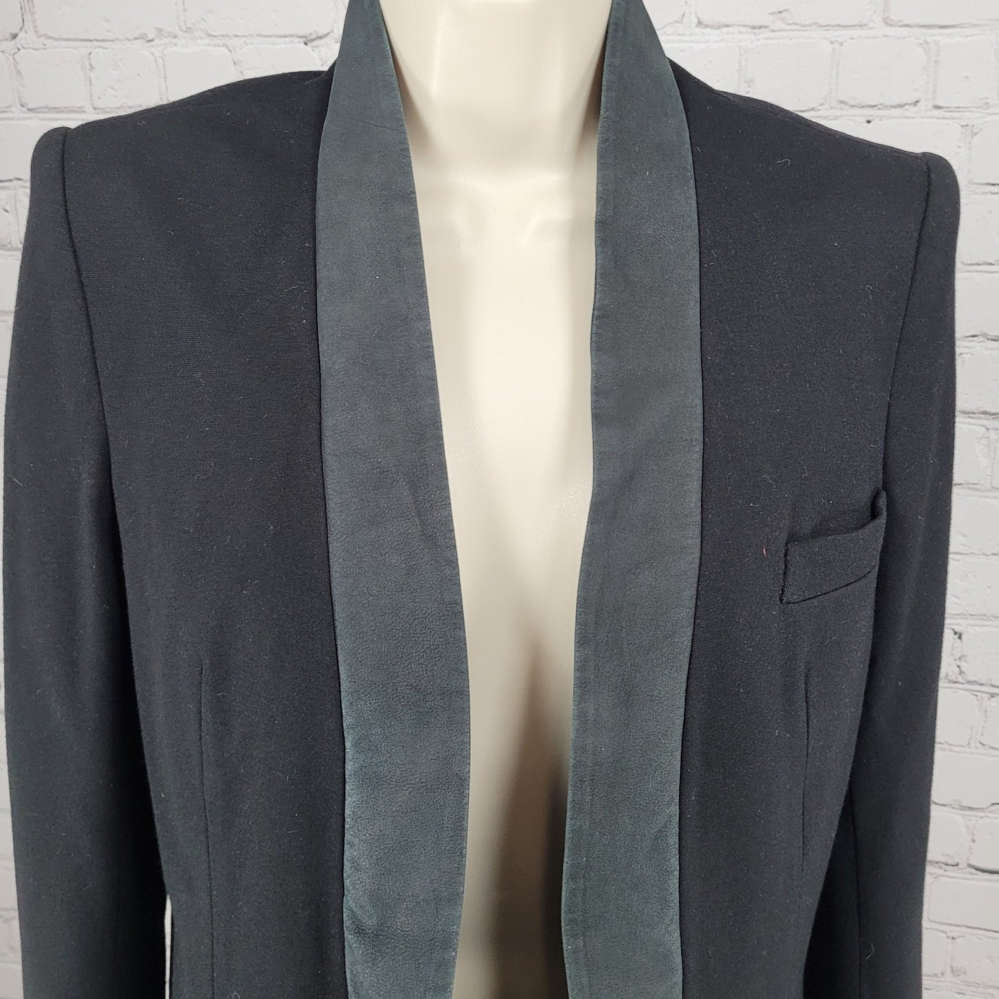 Robert Rodriguez Black Genuine Suede Lapel Trim Open Blazer Jacket Size 4
