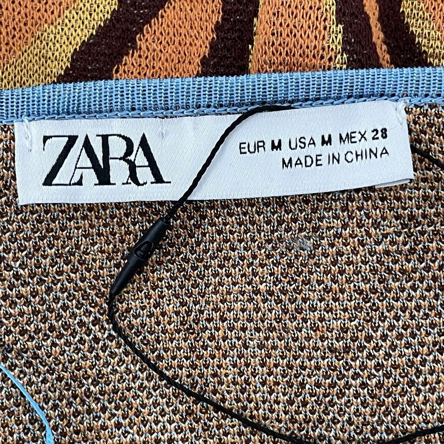 Zara Blue Multicolor Pullover Short Sleeve Soft Poncho Sweater Size Medium M