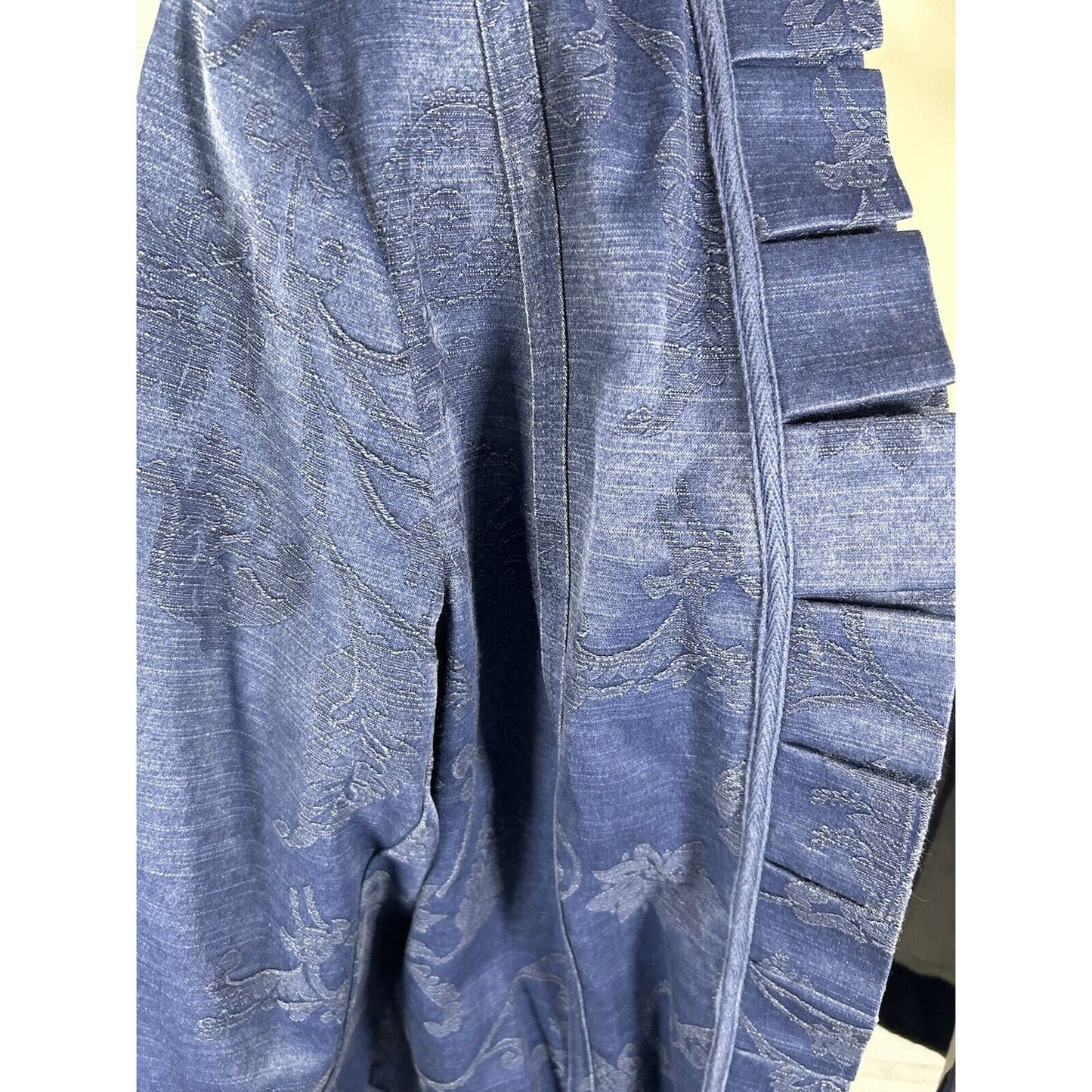 Chico's Open Front Blazer Jacket Blue Cotton Blend Floral Ruffle Women’s Size S