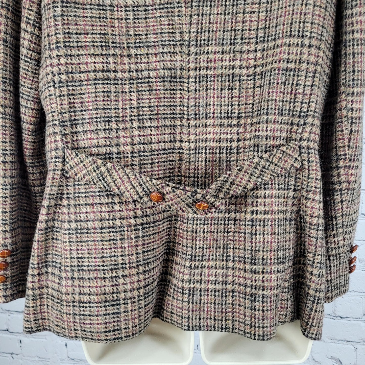 VTG Panther Multicolor Wool Tweed Buttoned Blazer Jacket USA Made Size Small S