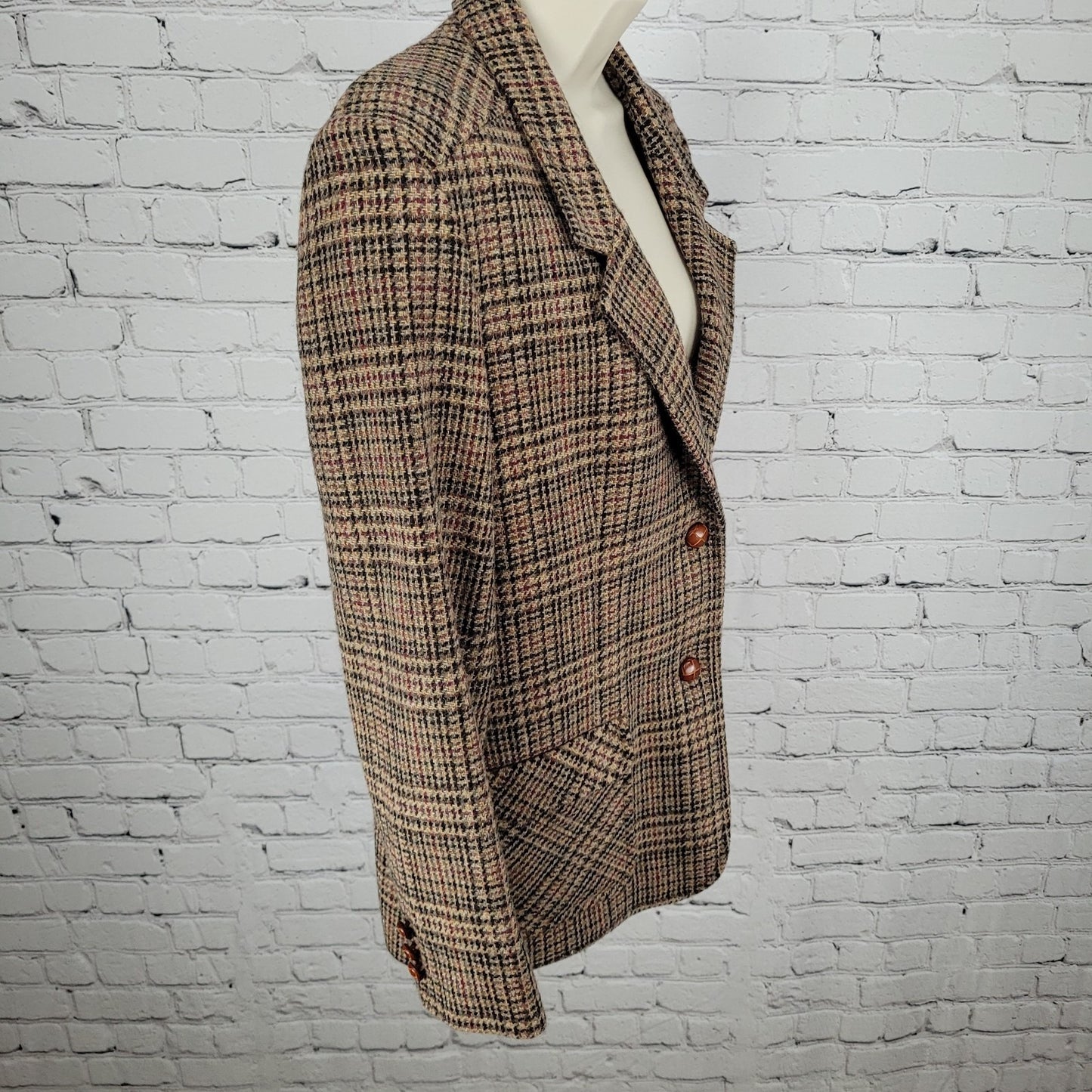 VTG Panther Multicolor Wool Tweed Buttoned Blazer Jacket USA Made Size Small S