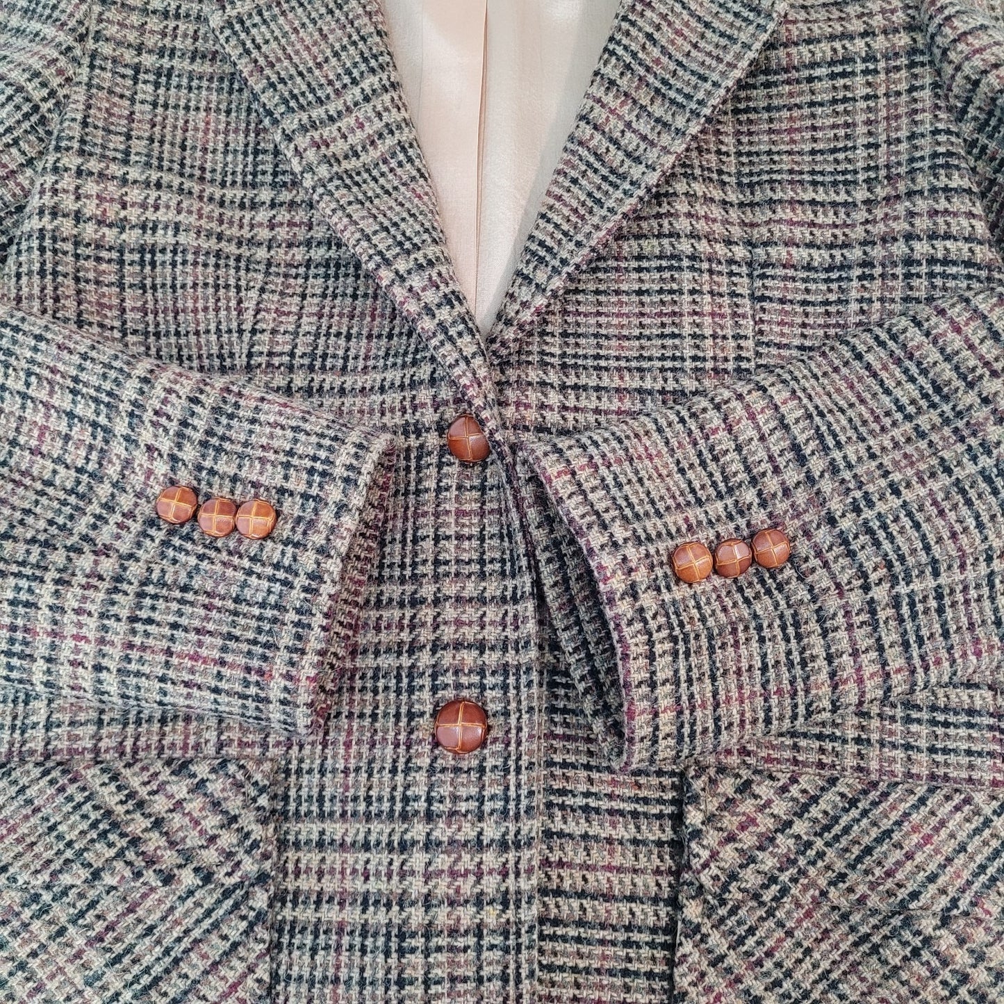 VTG Panther Multicolor Wool Tweed Buttoned Blazer Jacket USA Made Size Small S