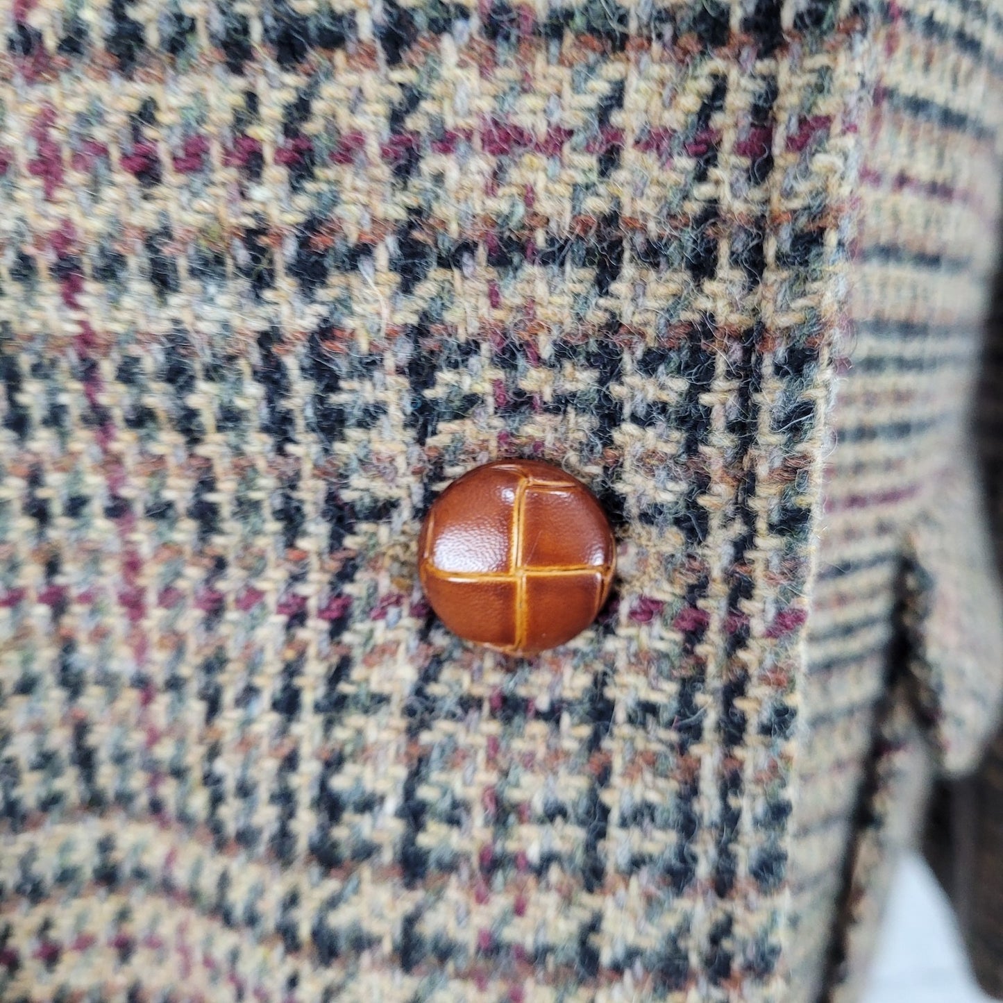 VTG Panther Multicolor Wool Tweed Buttoned Blazer Jacket USA Made Size Small S