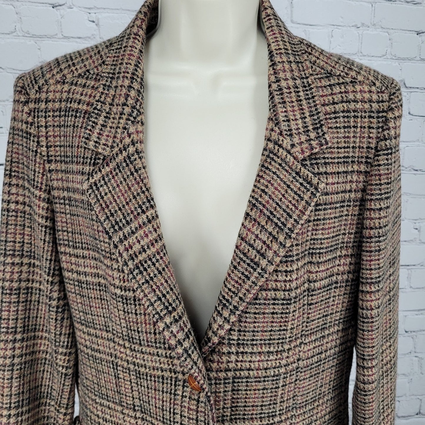 VTG Panther Multicolor Wool Tweed Buttoned Blazer Jacket USA Made Size Small S