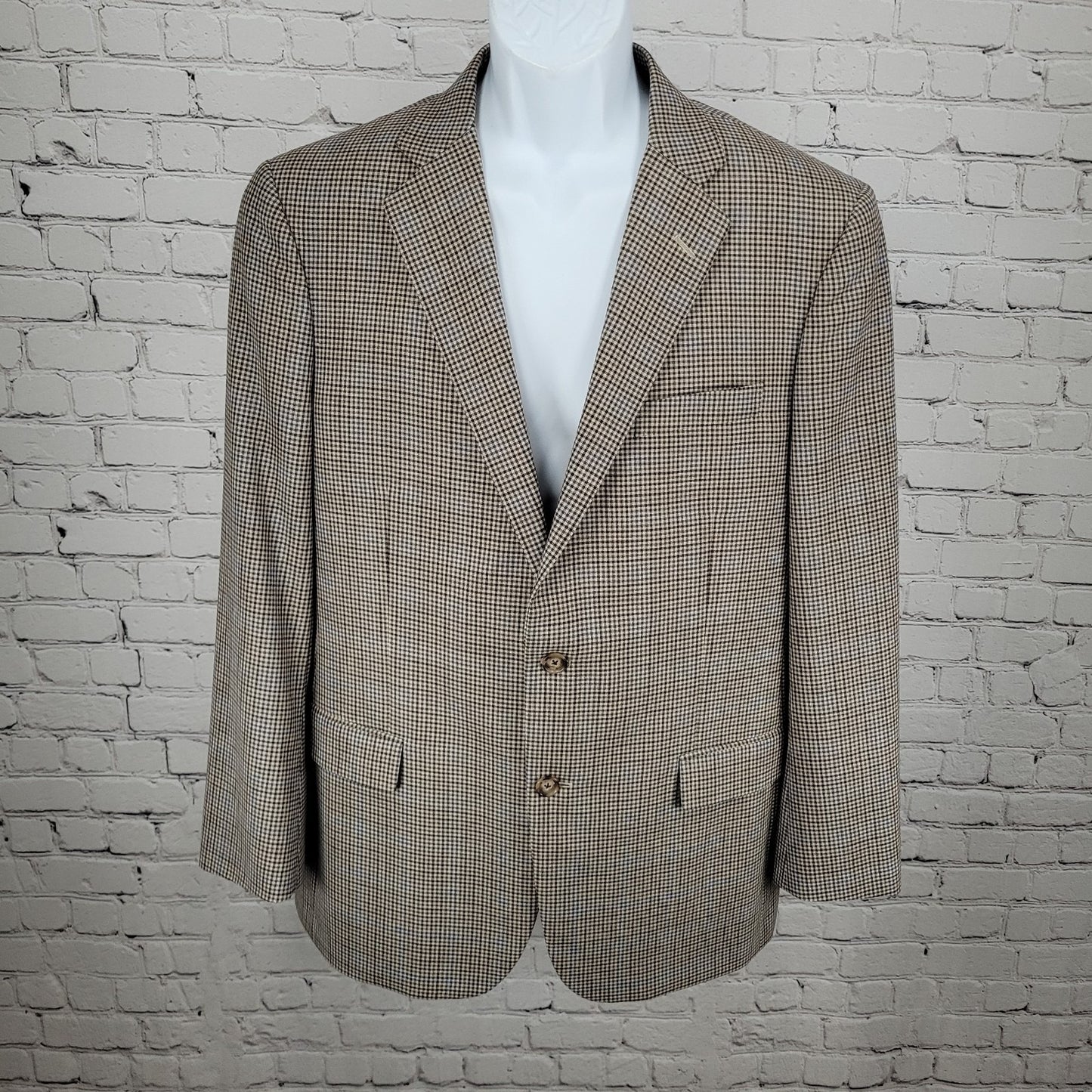 Brooks Brothers Brown Blue 100% Wool Lanificio Madison Fit Blazer Sport Coat 42R