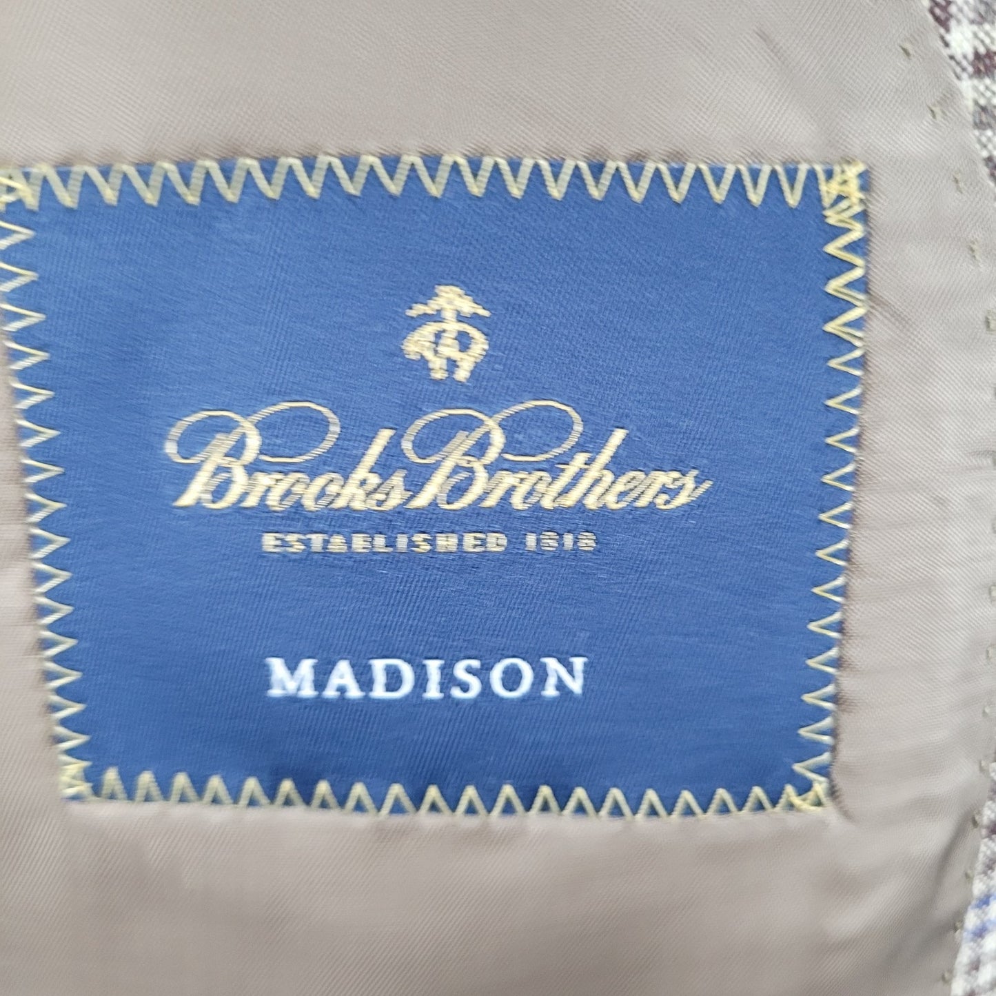 Brooks Brothers Brown Blue 100% Wool Lanificio Madison Fit Blazer Sport Coat 42R