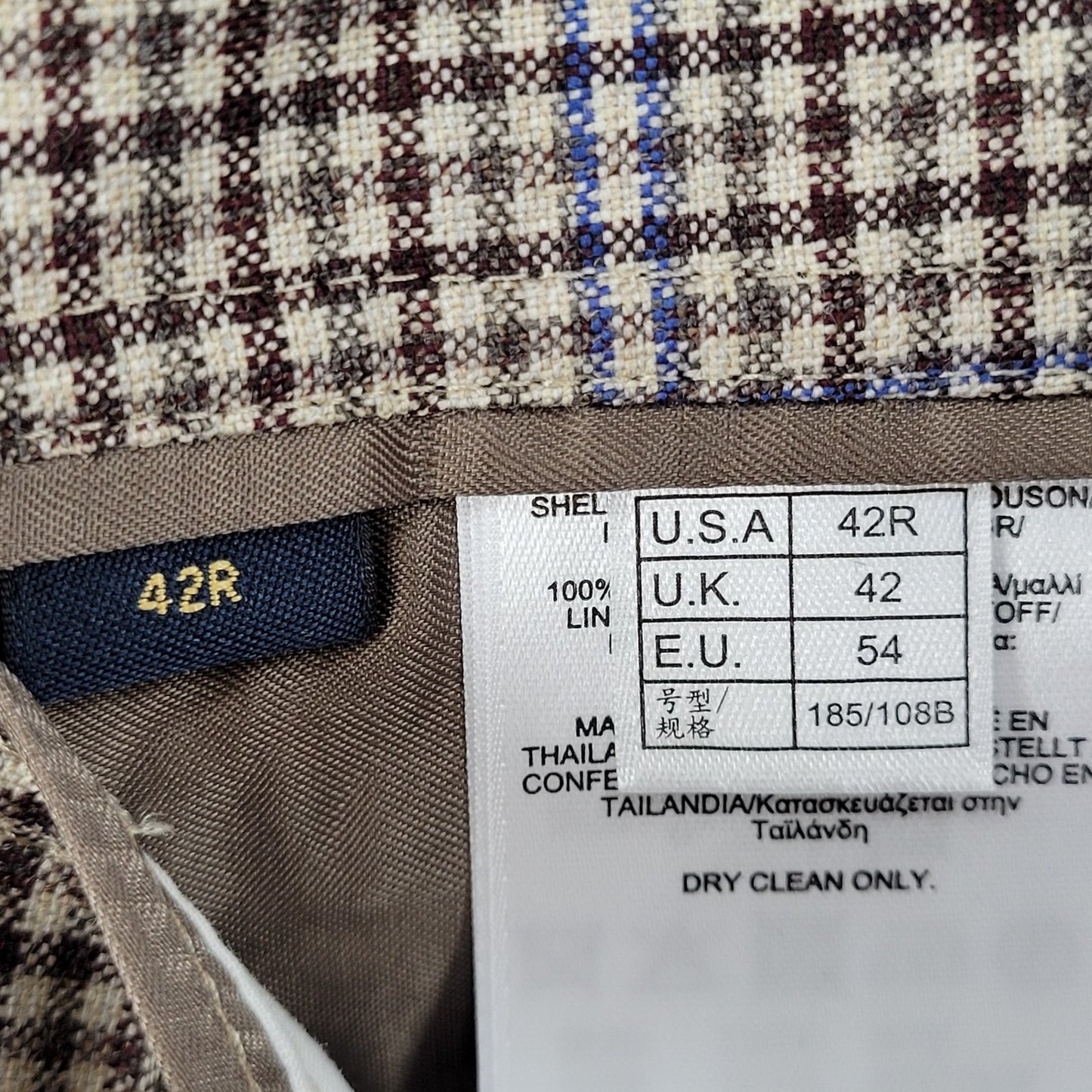 Brooks Brothers Brown Blue 100% Wool Lanificio Madison Fit Blazer Sport Coat 42R