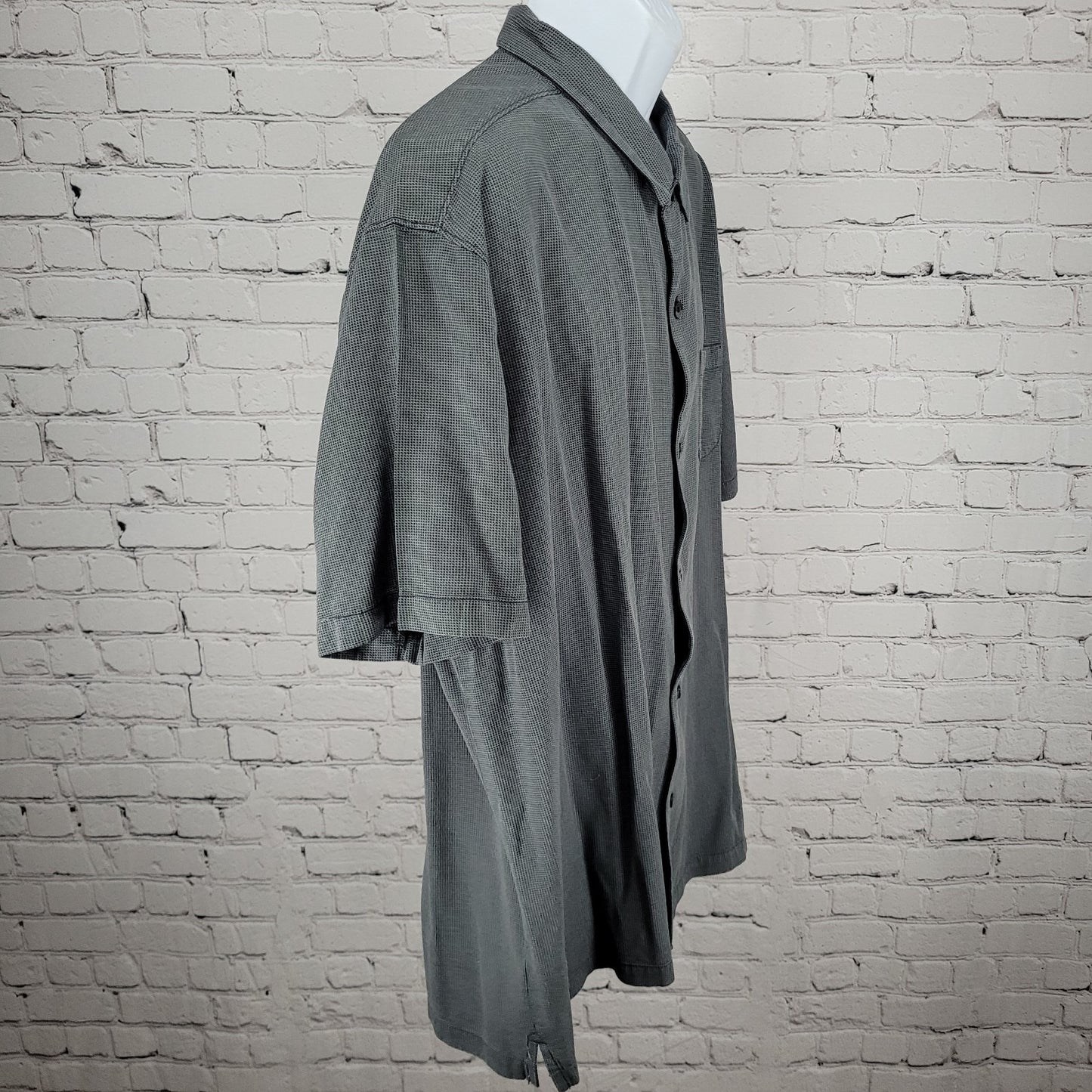 Tommy Bahama Grey Silk Cotton Button Up Short Sleeve Collared Pocket Shirt 3XL