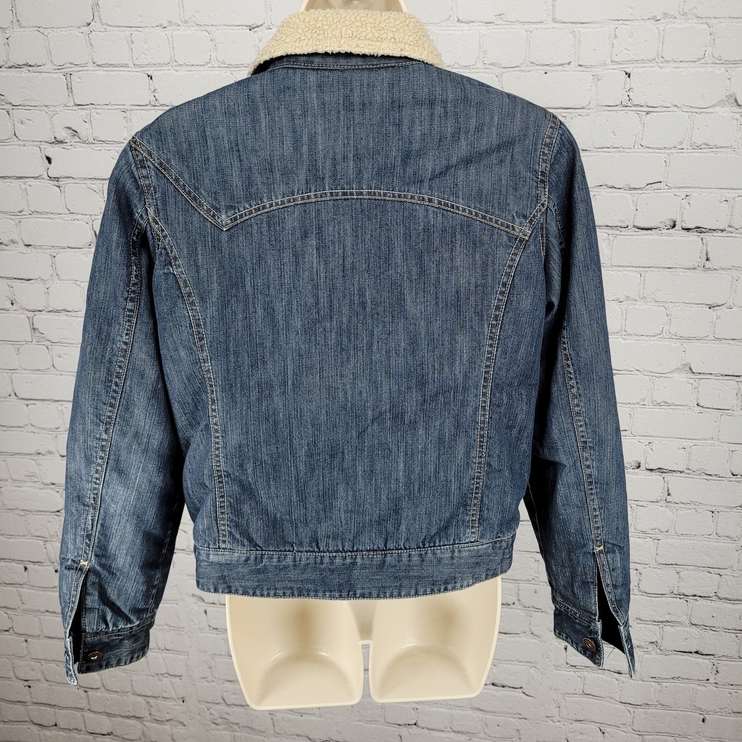 Dickies Work Blue Denim Sherpa Lined Buttoned Inner Pocket Jacket Medium (8/10)
