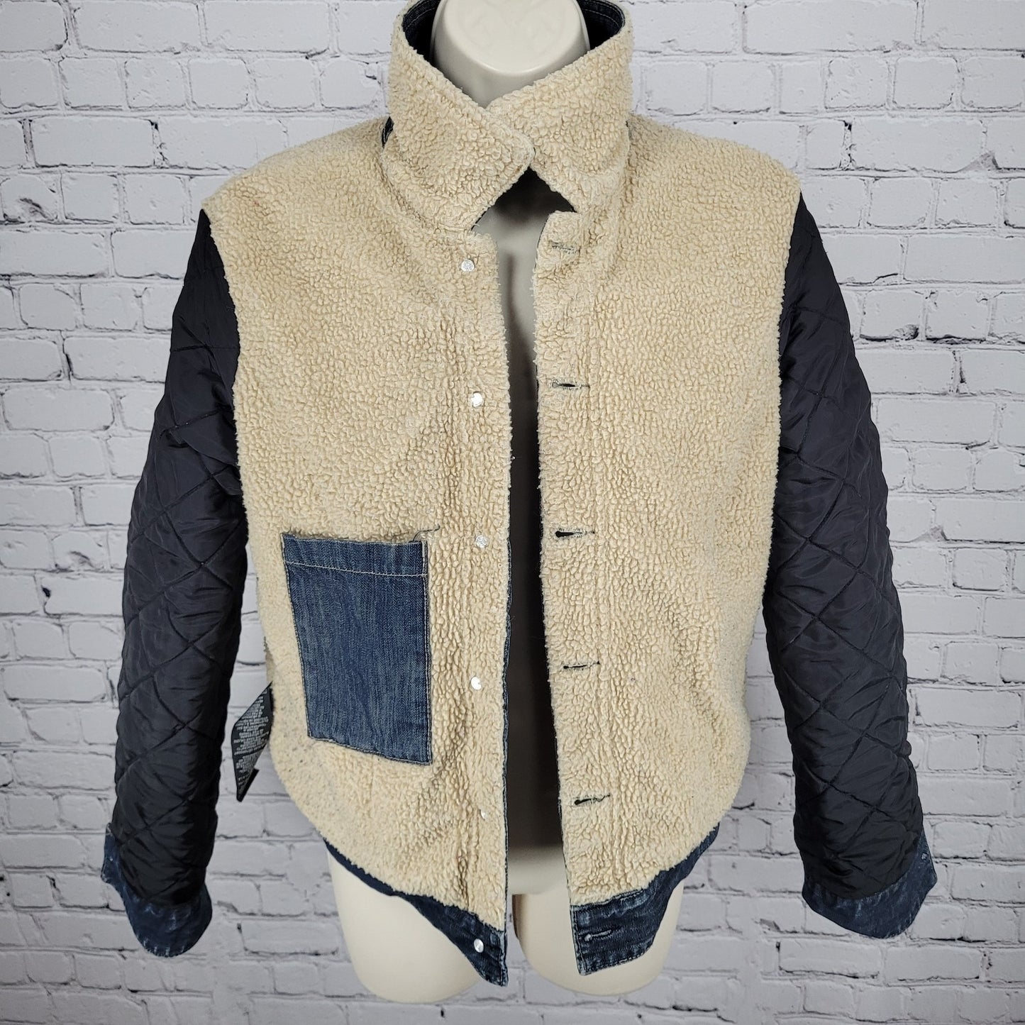 Dickies Work Blue Denim Sherpa Lined Buttoned Inner Pocket Jacket Medium (8/10)