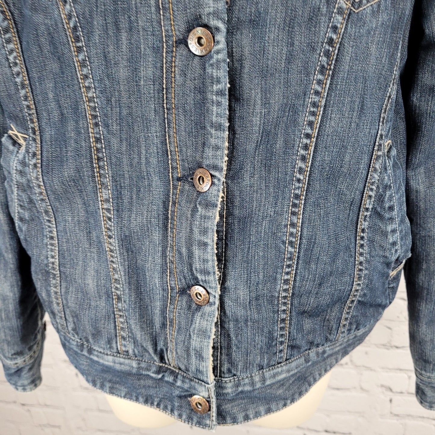 Dickies Work Blue Denim Sherpa Lined Buttoned Inner Pocket Jacket Medium (8/10)