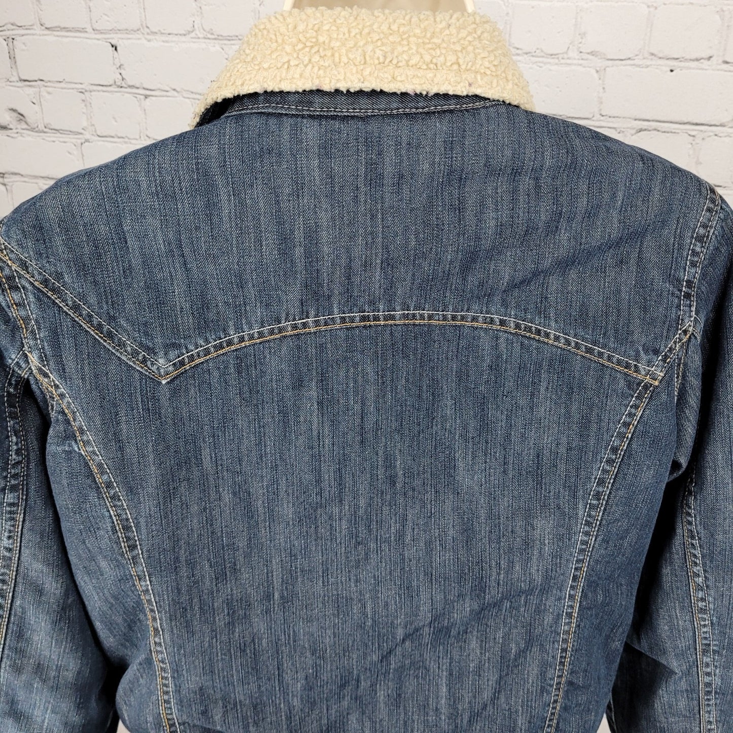 Dickies Work Blue Denim Sherpa Lined Buttoned Inner Pocket Jacket Medium (8/10)