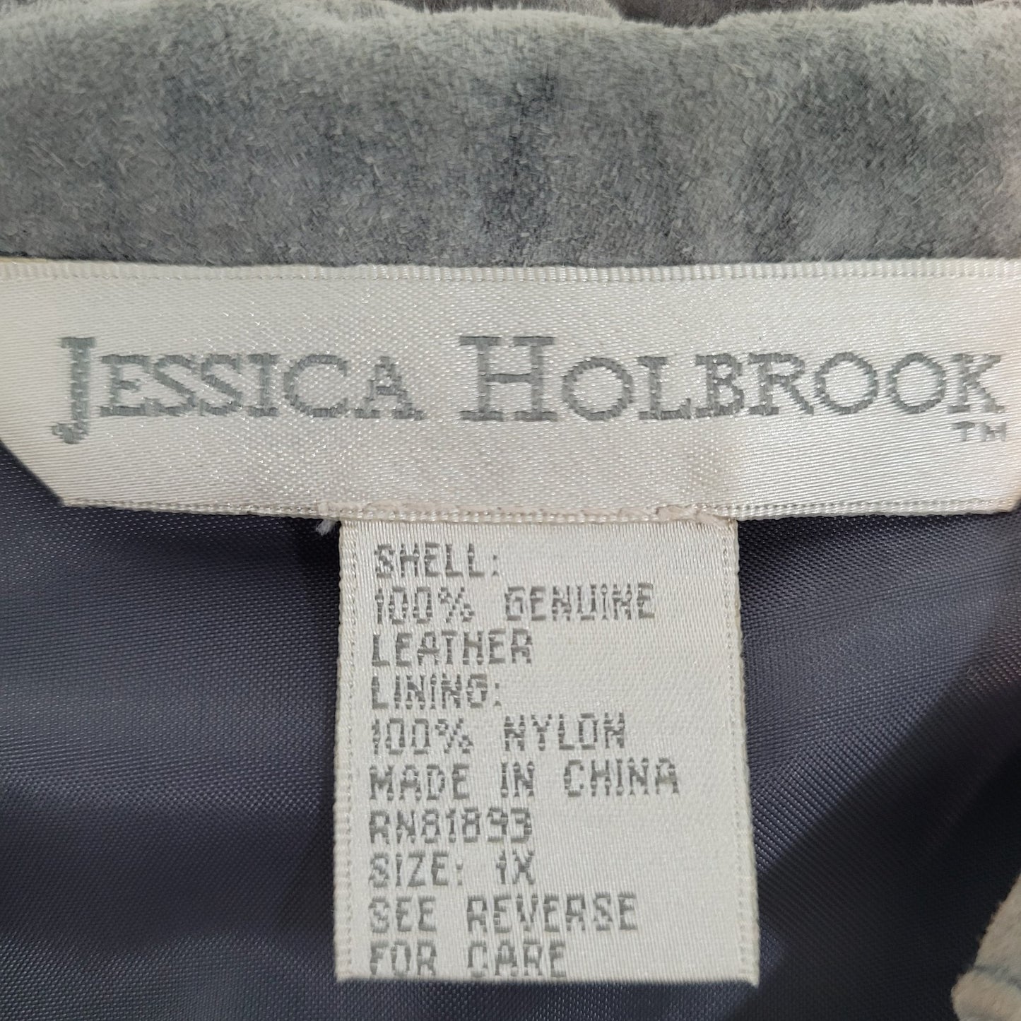 Jessica Holbrook Grey Genuine Suede Collar Button Up Lined Shirt Shacket Size 1X