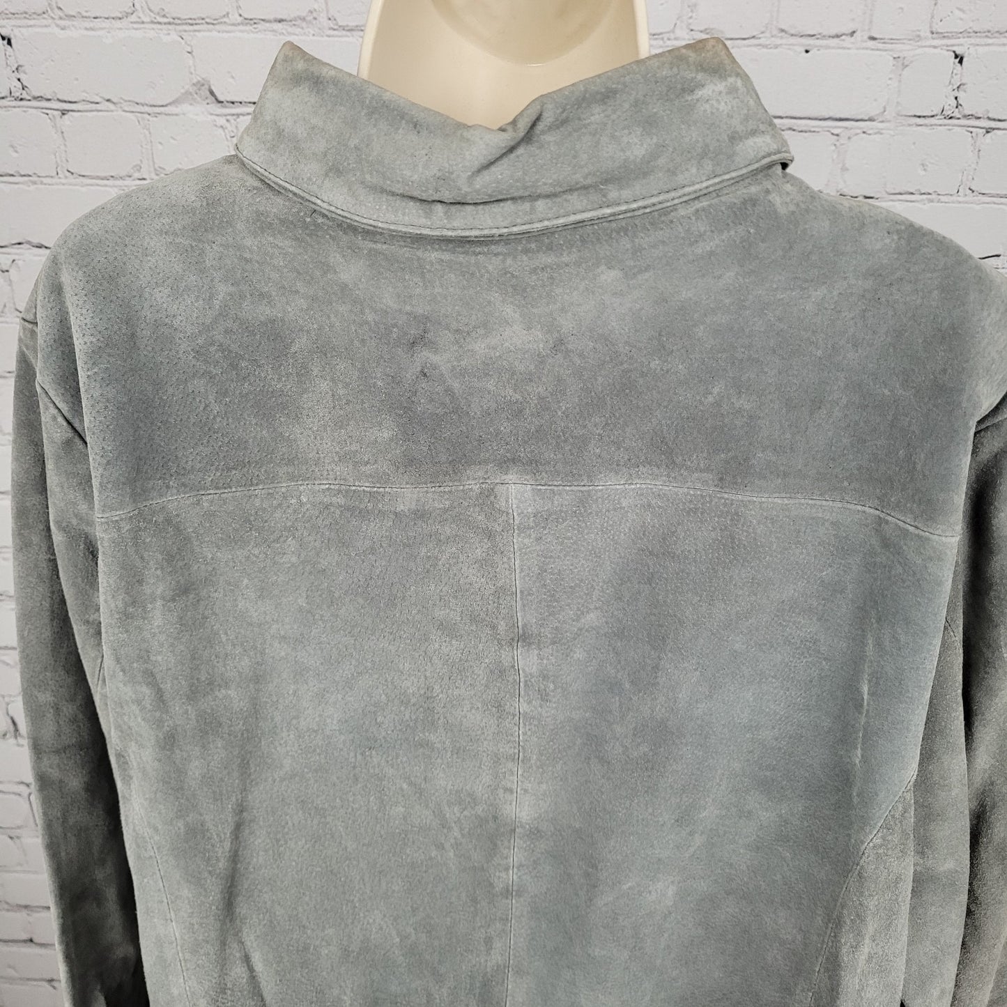 Jessica Holbrook Grey Genuine Suede Collar Button Up Lined Shirt Shacket Size 1X