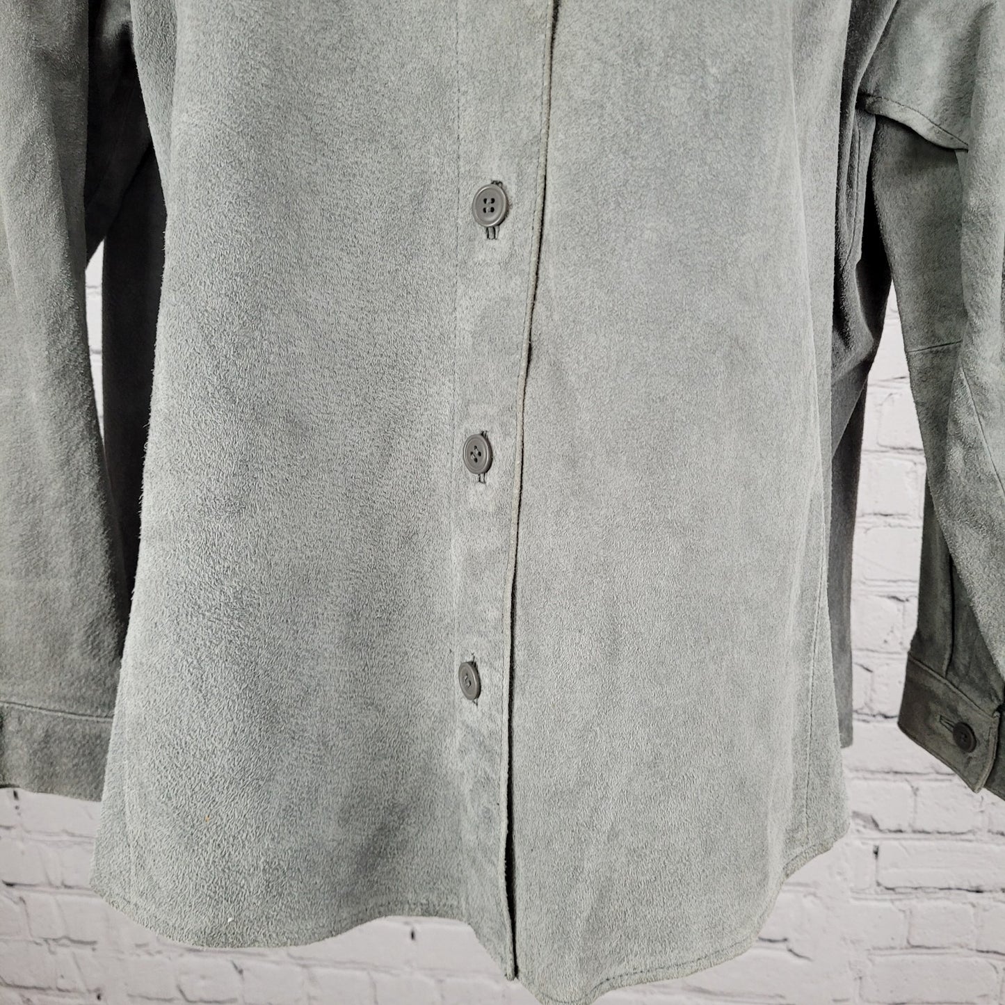 Jessica Holbrook Grey Genuine Suede Collar Button Up Lined Shirt Shacket Size 1X