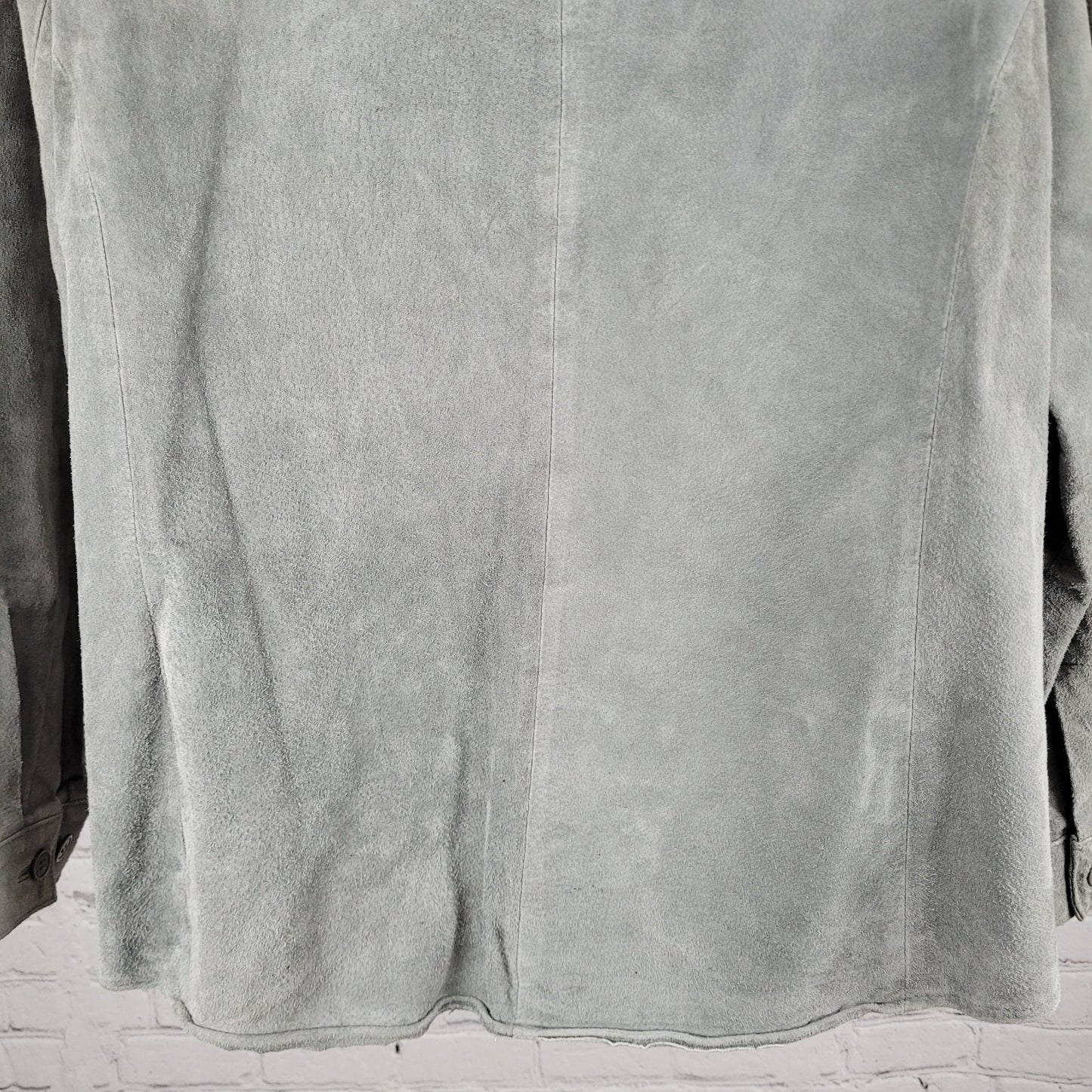 Jessica Holbrook Grey Genuine Suede Collar Button Up Lined Shirt Shacket Size 1X
