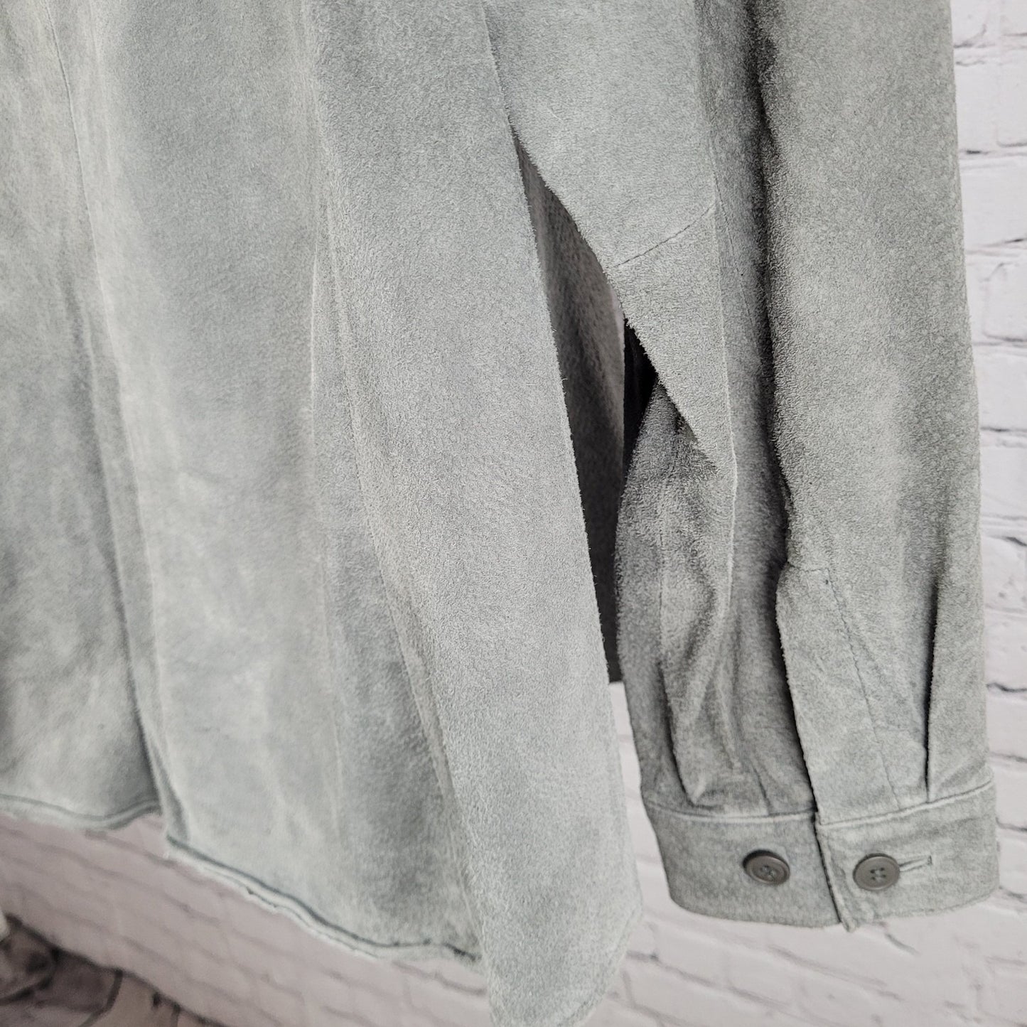 Jessica Holbrook Grey Genuine Suede Collar Button Up Lined Shirt Shacket Size 1X