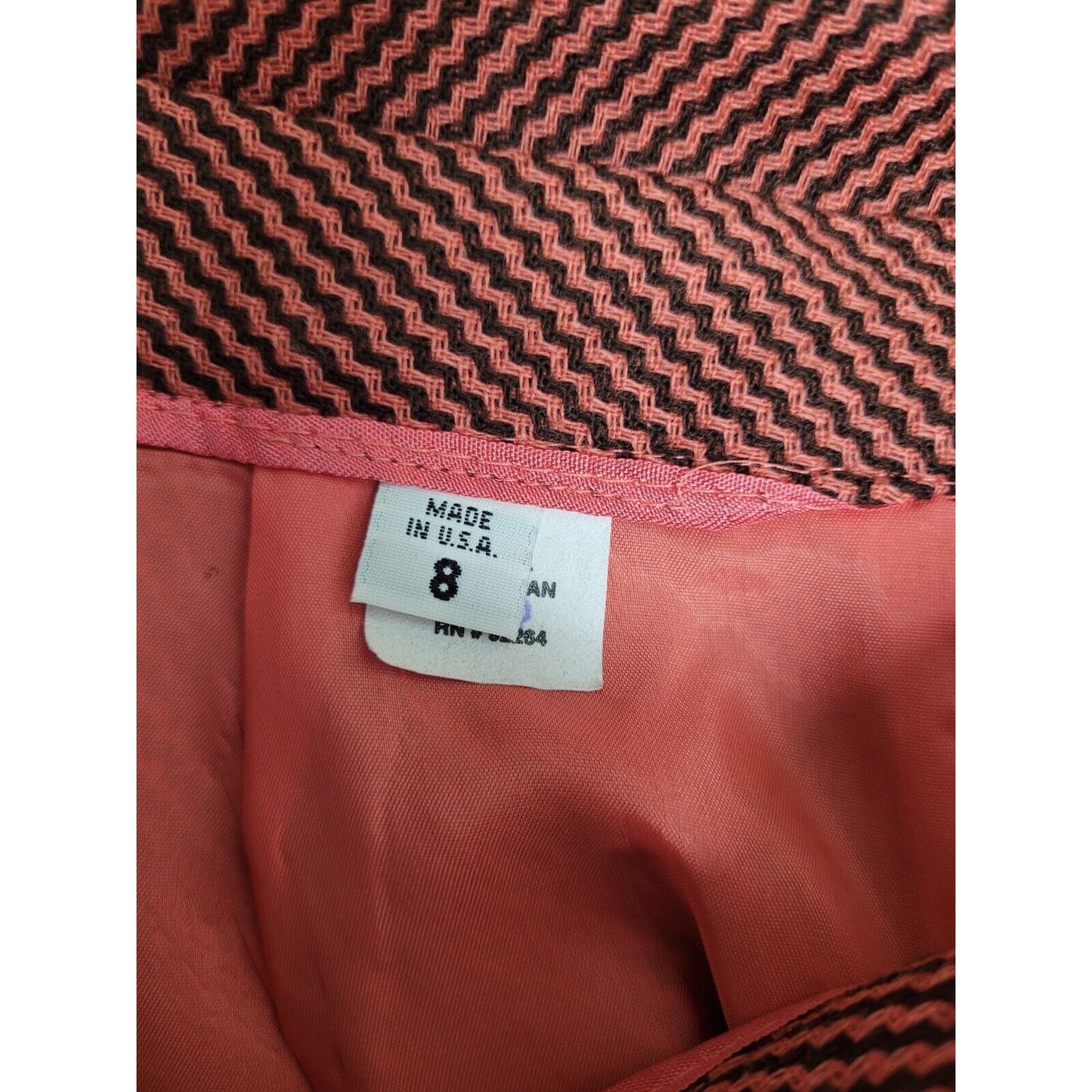 VTG PSI 100% Wool Pink Black Skirt Suit USA 8