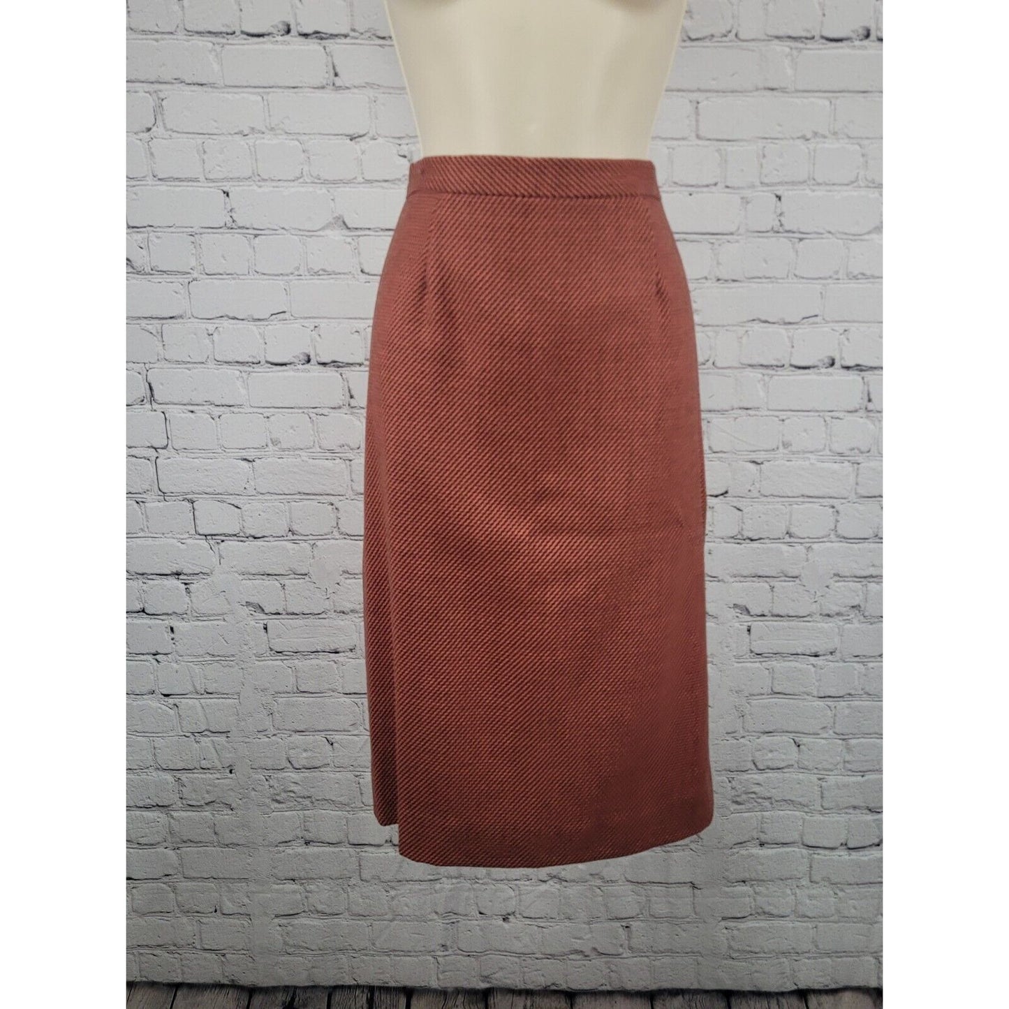 VTG PSI 100% Wool Pink Black Skirt Suit USA 8