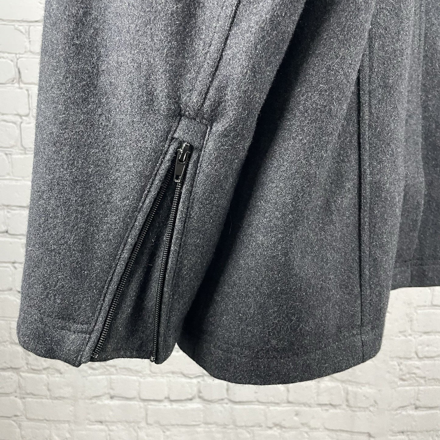 Black Rivet Dark Grey Wool Blend Buttoned Collared Lined Coat Pockets Size XXL